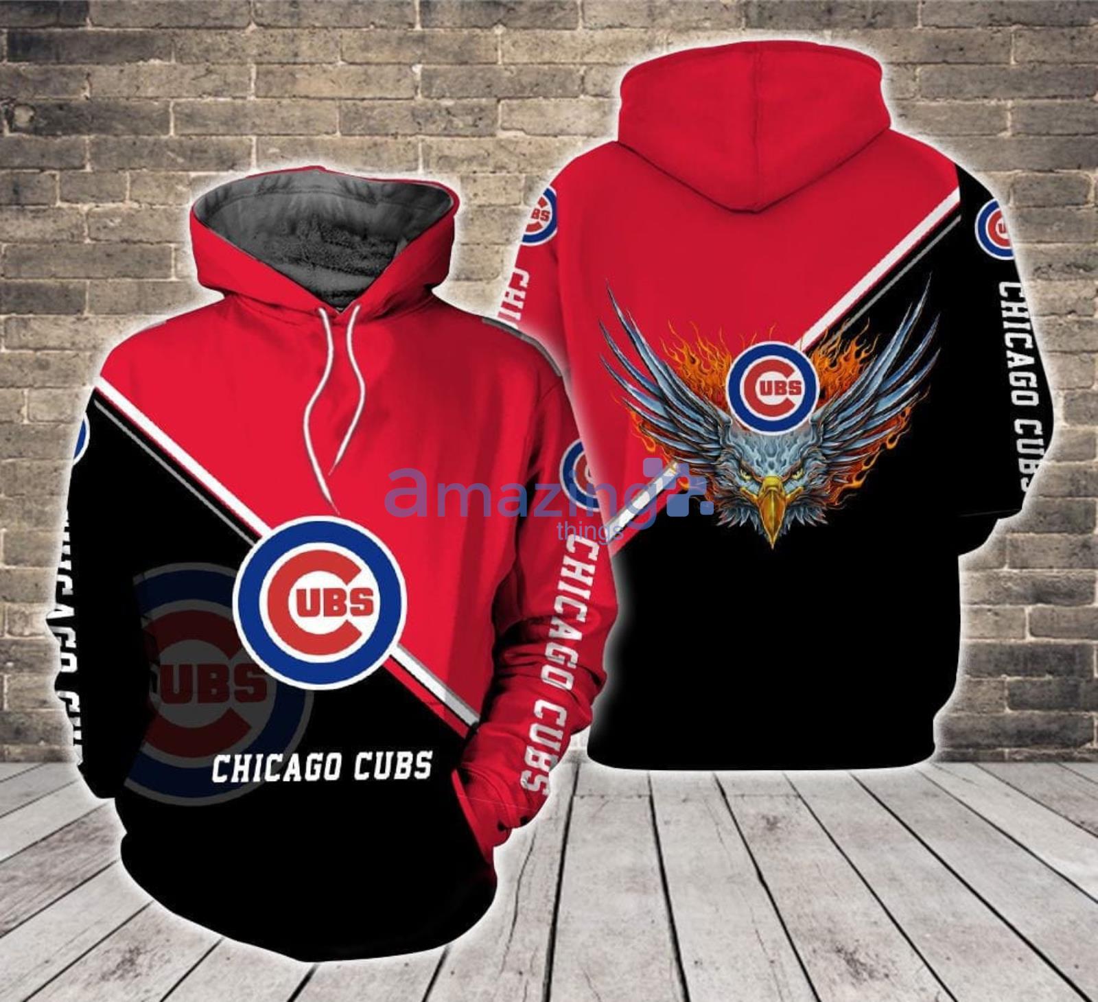Chicago Cubs Logo Fire Eagle All Over Print 3D Hoodie Product Photo 1