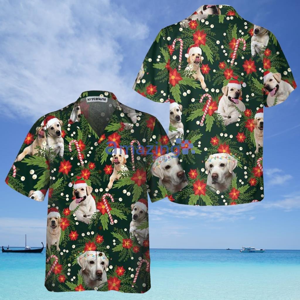 Christmas Labrador Retriever With Poinsettia Flower Hawaiian Shirt - Christmas Labrador Retriever With Poinsettia Flower Hawaiian Shirt