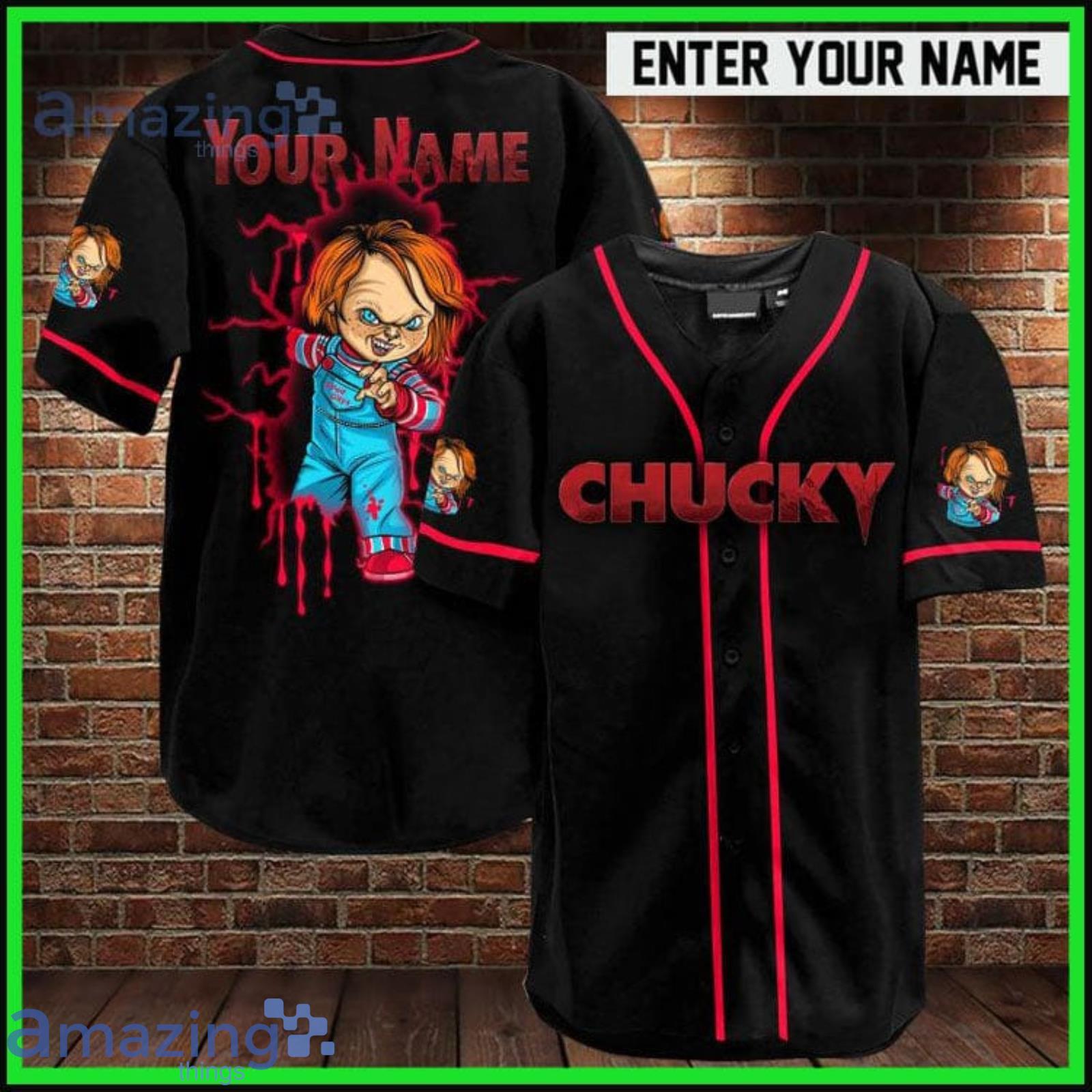 Chucky Slasher Series Full-Button Baseball Jersey Youth Medium