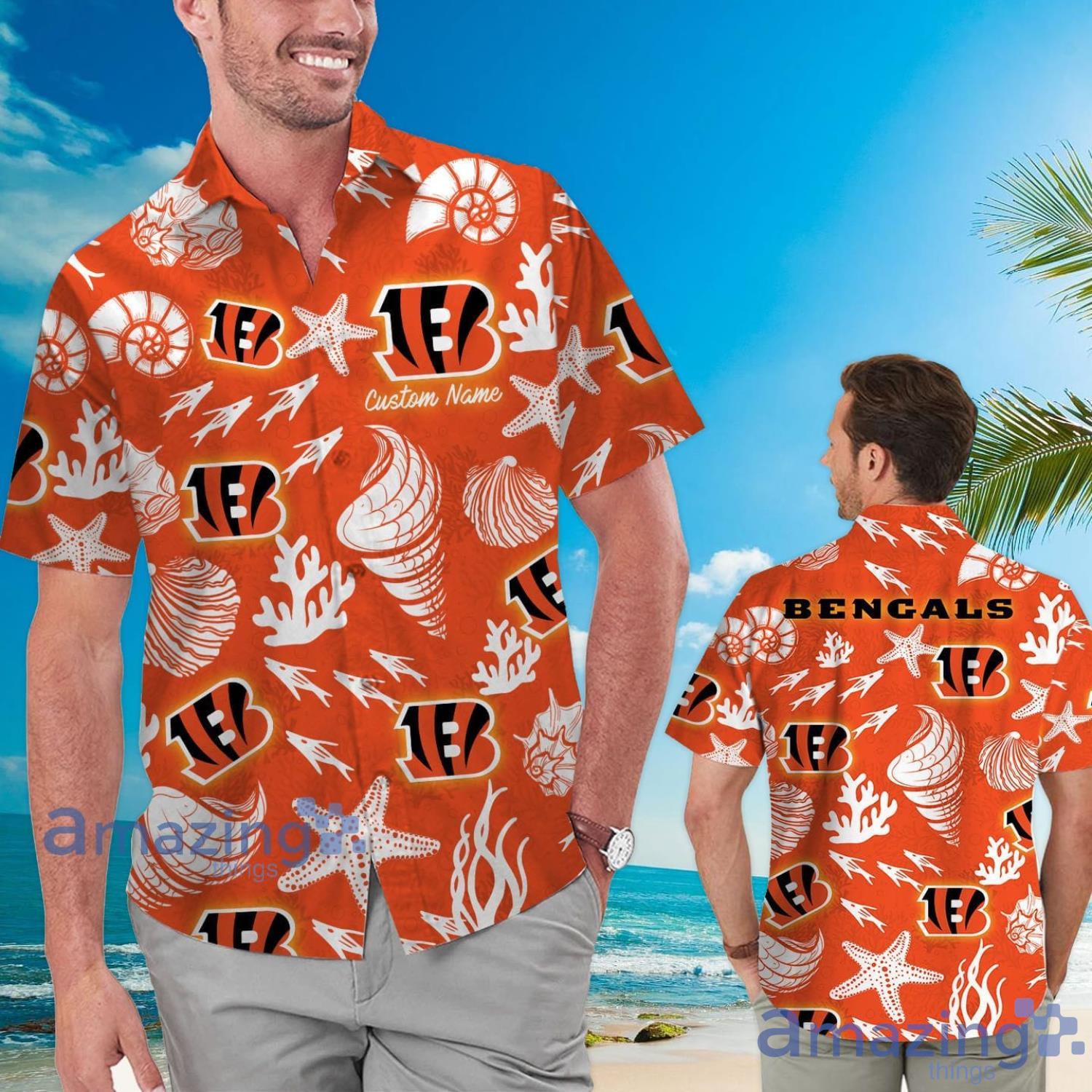Cincinnati Bengals Custom Name Shells Starfish Parttern Hawaiian Shirt For Men And Women Product Photo 1