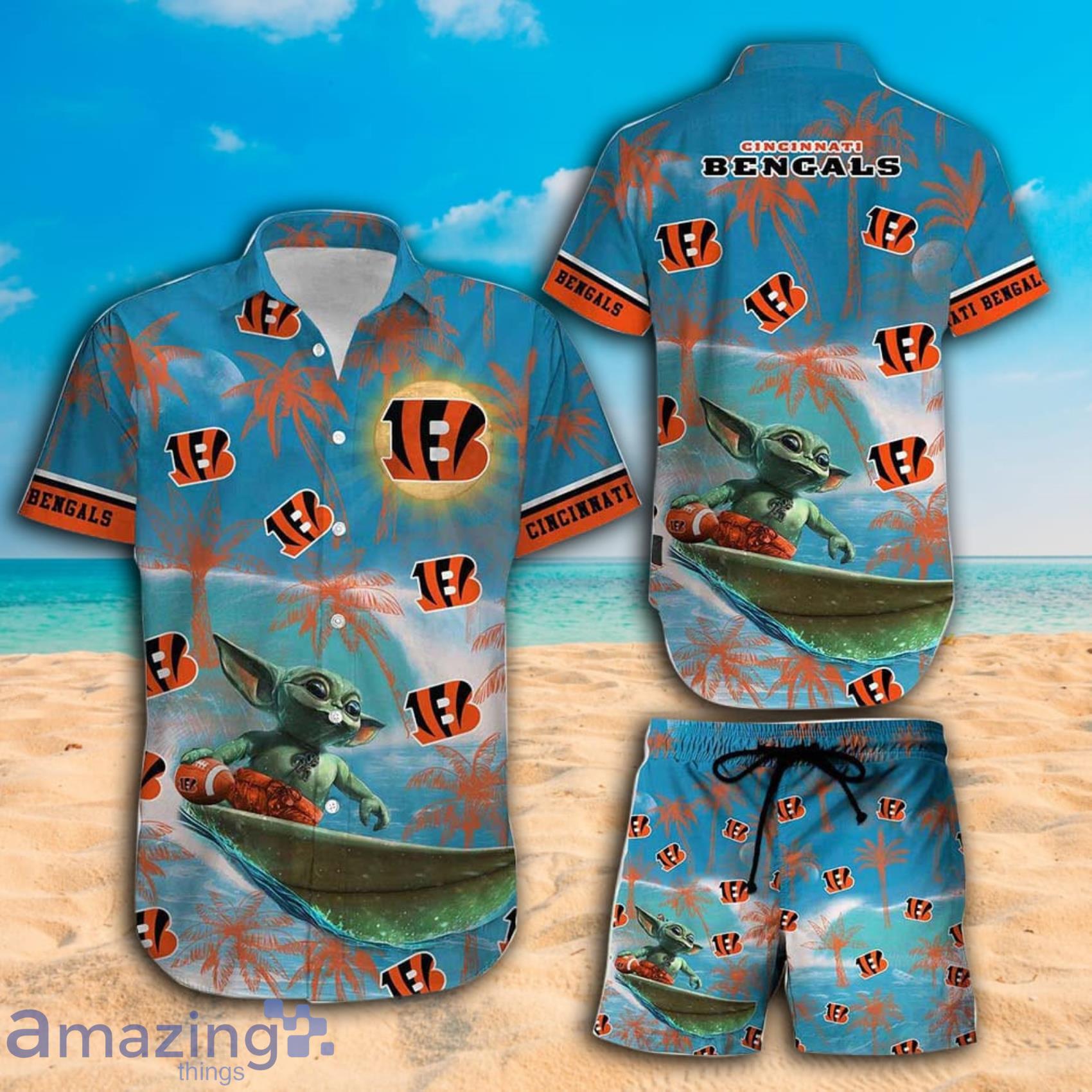 Cincinnati Bengals Outfits Short Sleeve Tops Summer Hawaiian Board Shorts