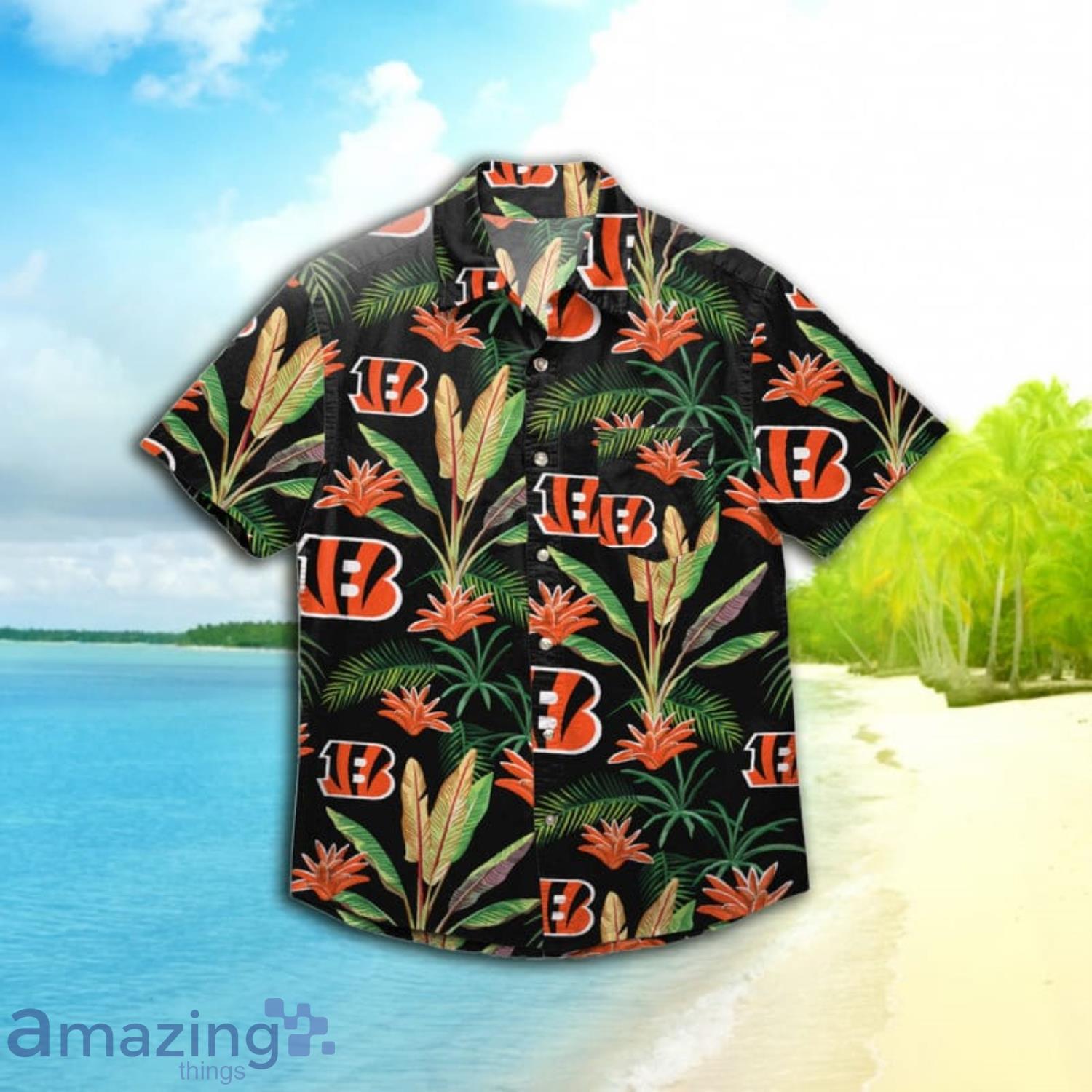 Cincinnati Bengals Nfl Mens Victory Vacay Short Sleeve Hawaiian Shirt Product Photo 1