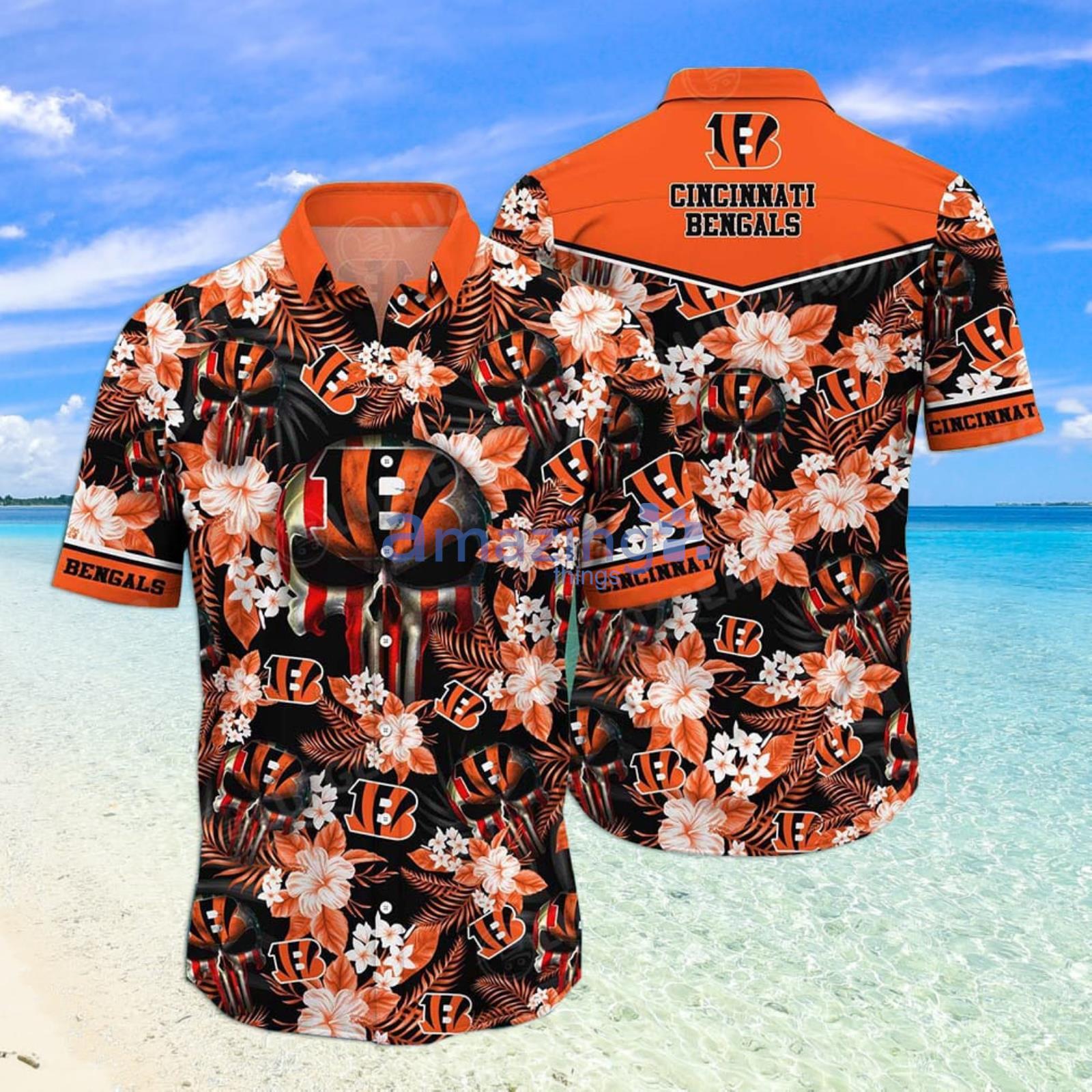 Cincinnati Bengals Skull Flower Hawaiian Shirt - Growkoc