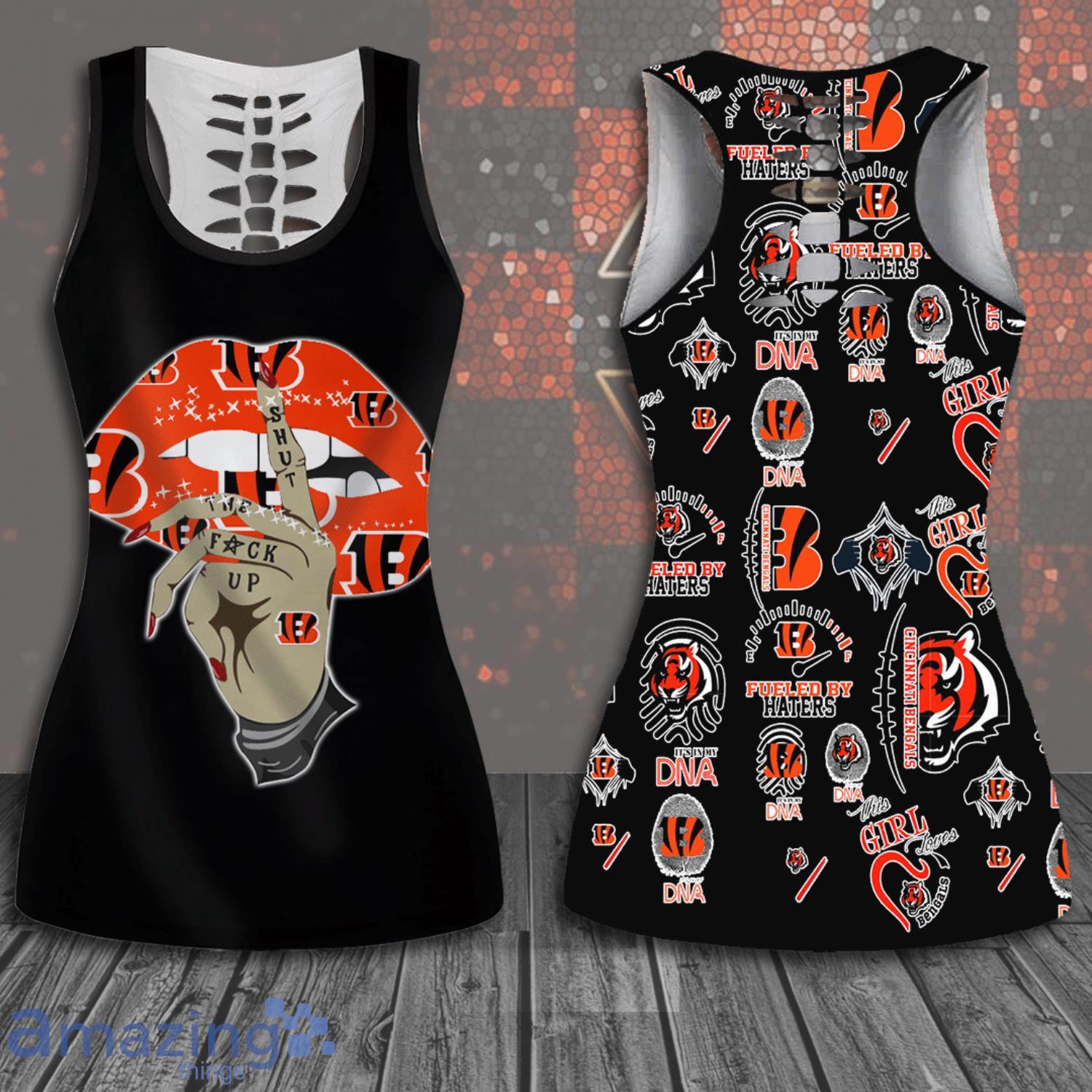 Cincinnati Bengals STFU Lips All Over Print 3D Combo Hollow Tank Top And  Leggings For Women