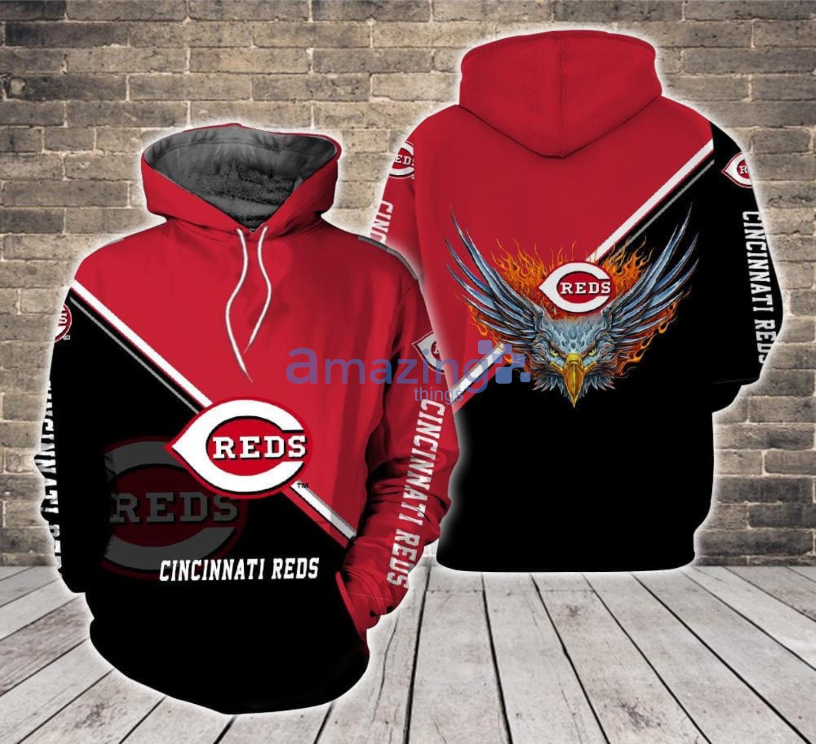 Cincinnati Reds Logo Fire Eagle All Over Print 3D Hoodie Product Photo 1