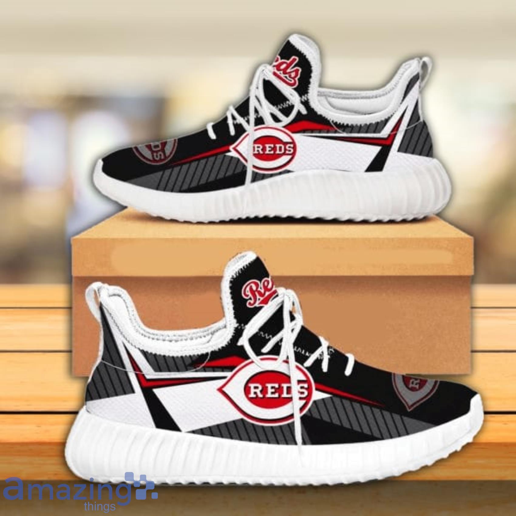 Cincinnati Reds Mlb Teams Football Black Running Walking Shoes Reze Sneakers