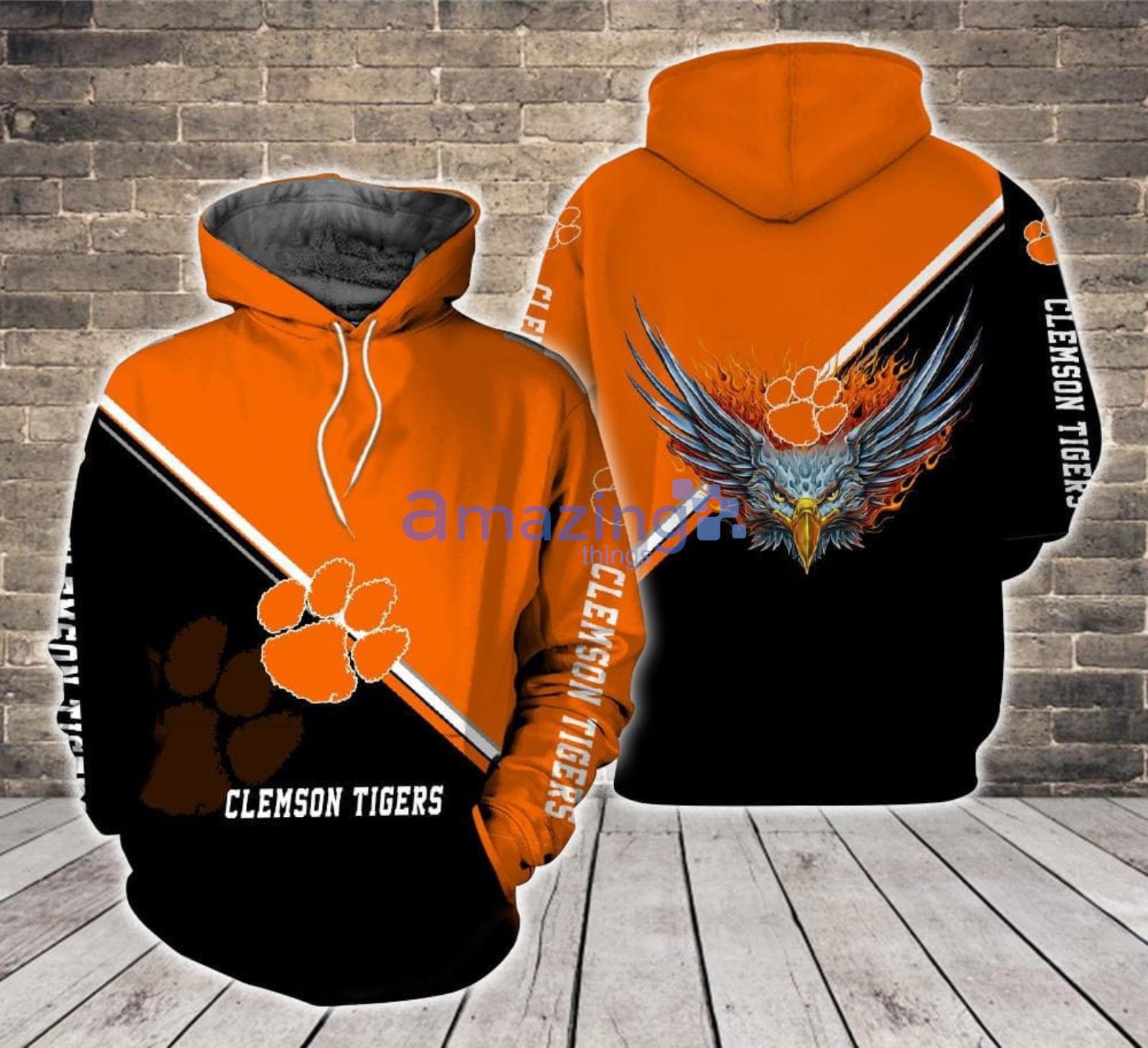 Clemson Tigers Logo Fire Eagle All Over Print 3D Hoodie Product Photo 1
