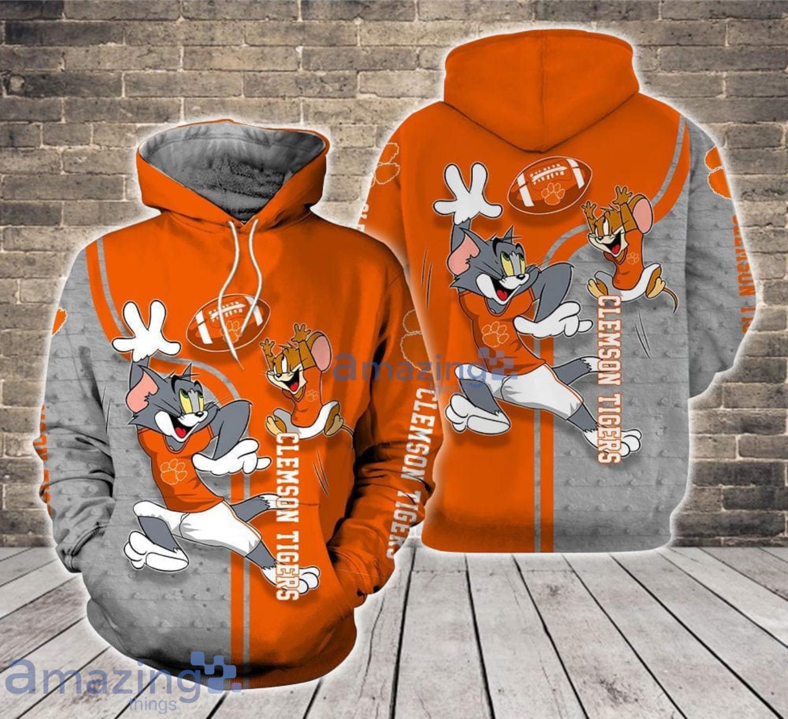 Clemson Tigers Tom and Jerry Cartoon Lover 3D Printed Hoodie For Fans Product Photo 1