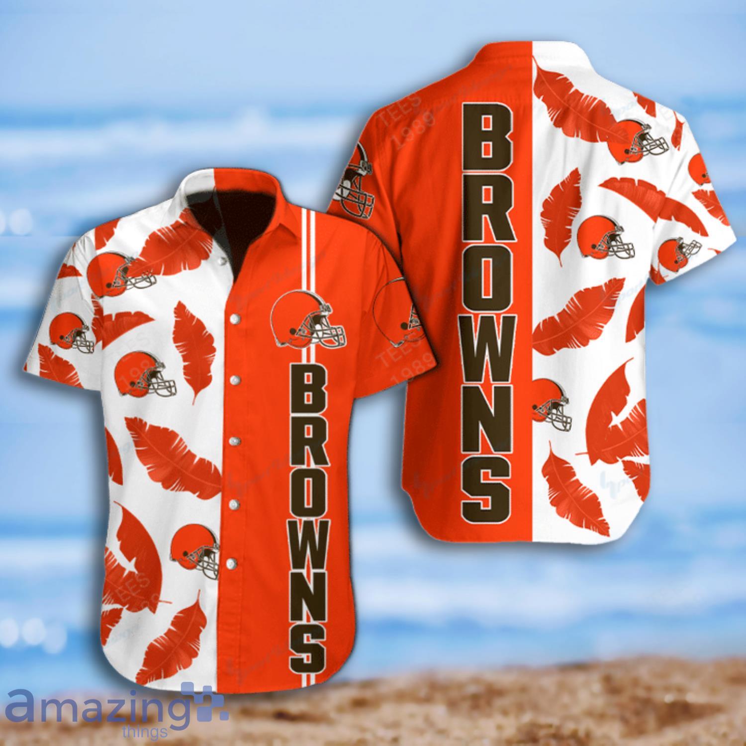Cleveland Browns Banana Leave Tropical Pattern Hawaiian Shirt And Short Product Photo 1