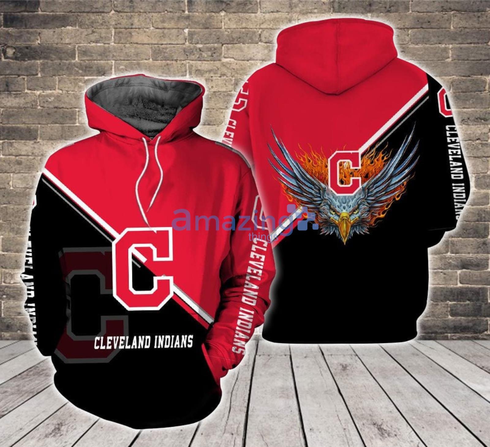 Cleveland Indians Logo Fire Eagle All Over Print 3D Hoodie Product Photo 1