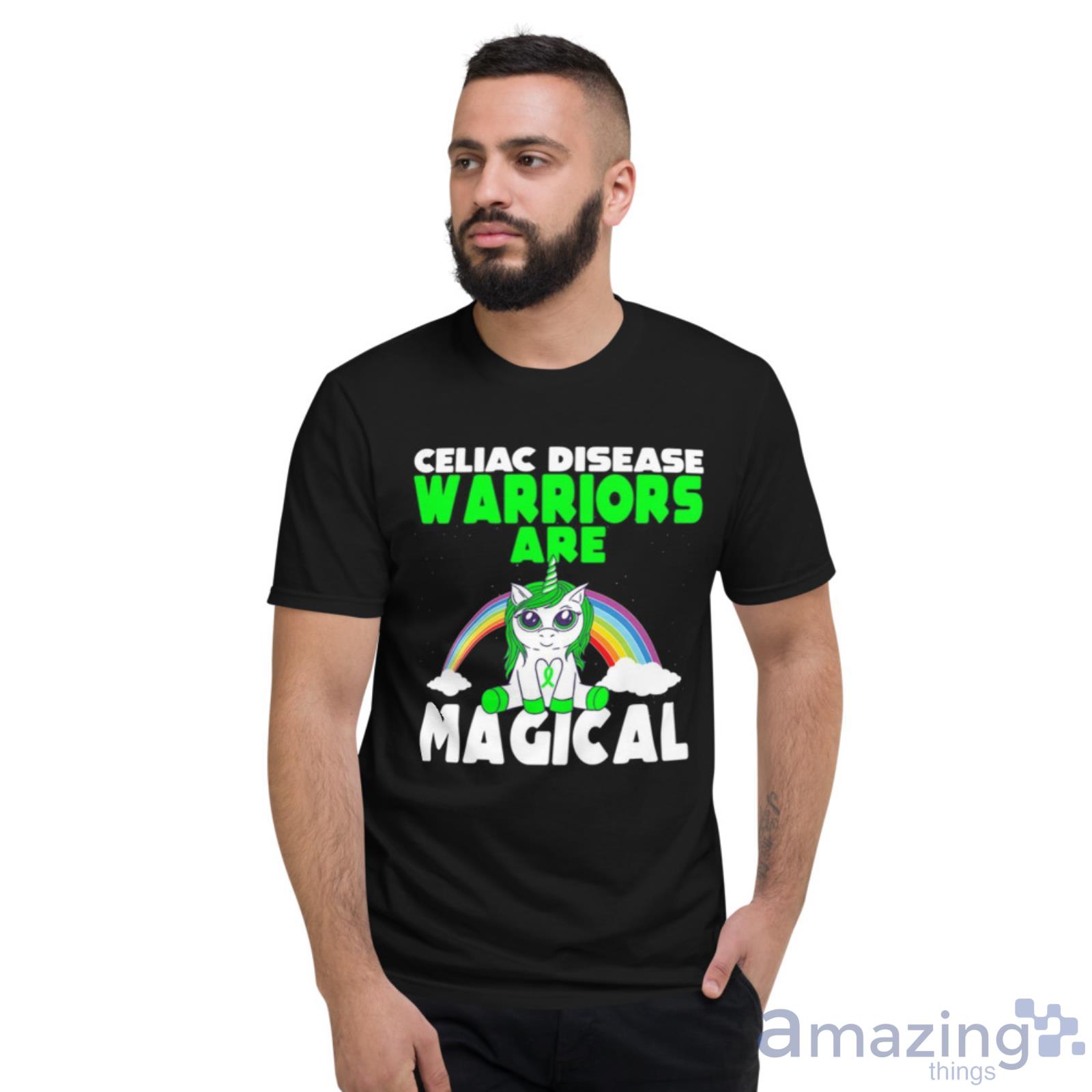 Coeliac Disease Awareness Cute Magical Unicorn Green Ribbon Shirt image Coeliac Disease Awareness Cute Magical Unicorn Green Ribbon Shirt - Short Sleeve T-Shirt