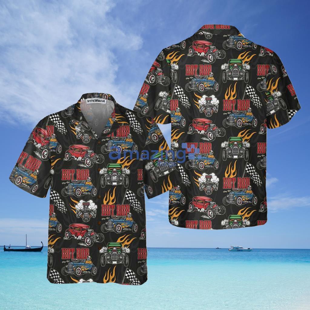 Colorful Hot Rod Pattern Hawaiian Shirt - Colorful Hot Rod Pattern Hawaiian Shirt
