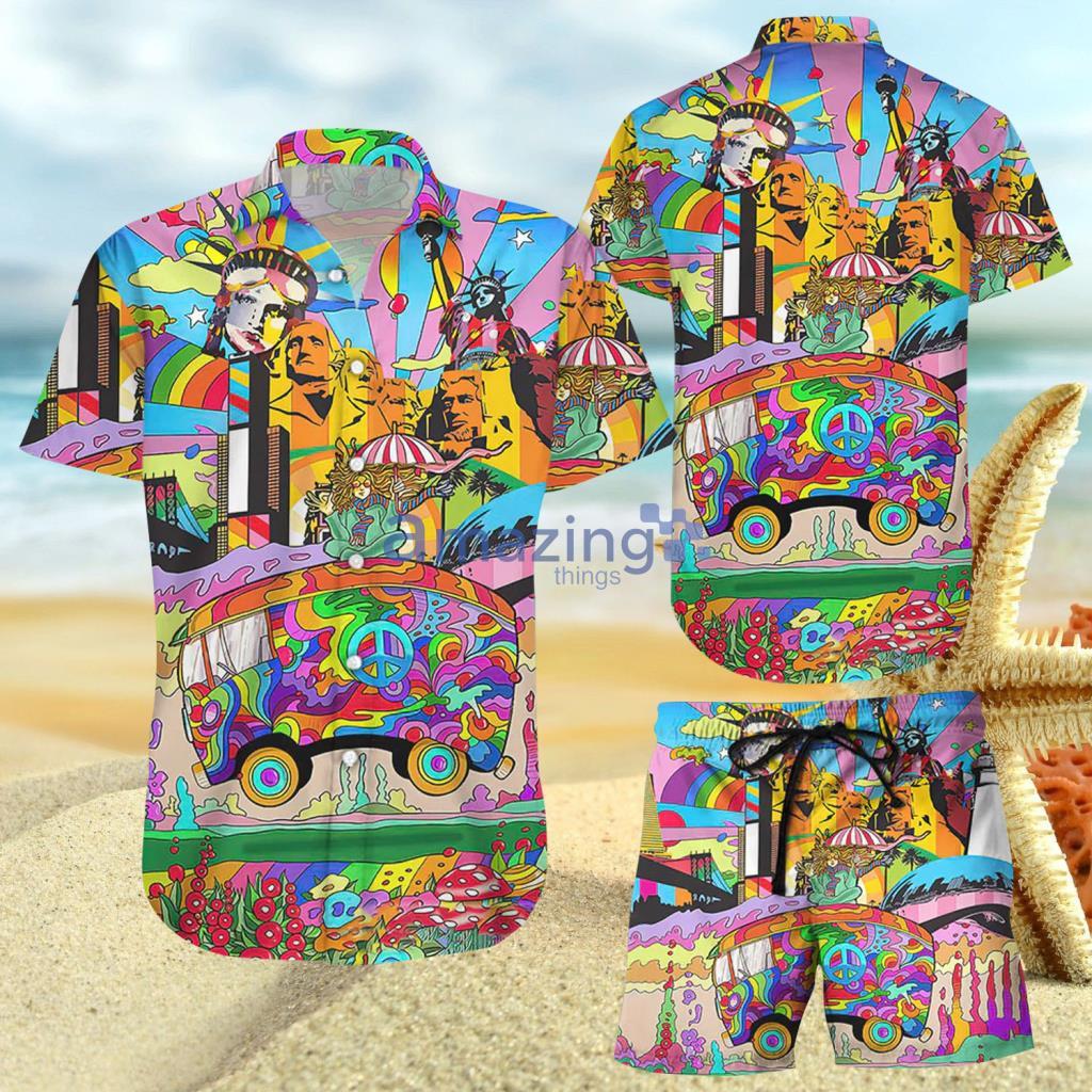 Colorful Liberties Hippie Car Feeling Groovy Hawaiian Shirt And Short - Colorful Liberties Hippie Car Feeling Groovy Hawaiian Shirt And Short