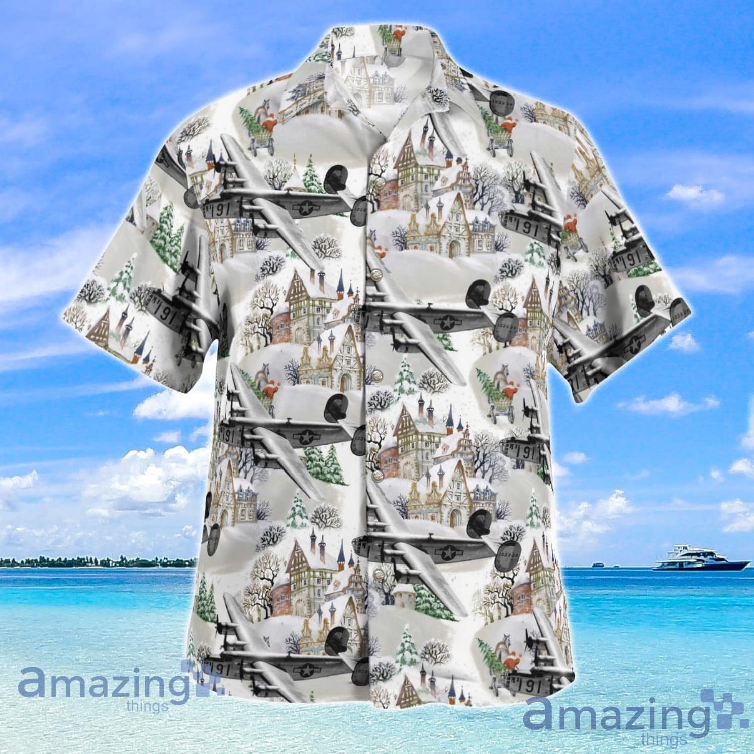 Consolidated B 24 Liberator Christmas Seamless Beach Summer Gift Hawaiian Shirt image Consolidated B-24 Liberator Christmas Seamless Beach Summer Gift Hawaiian Shirt Product Photo 2