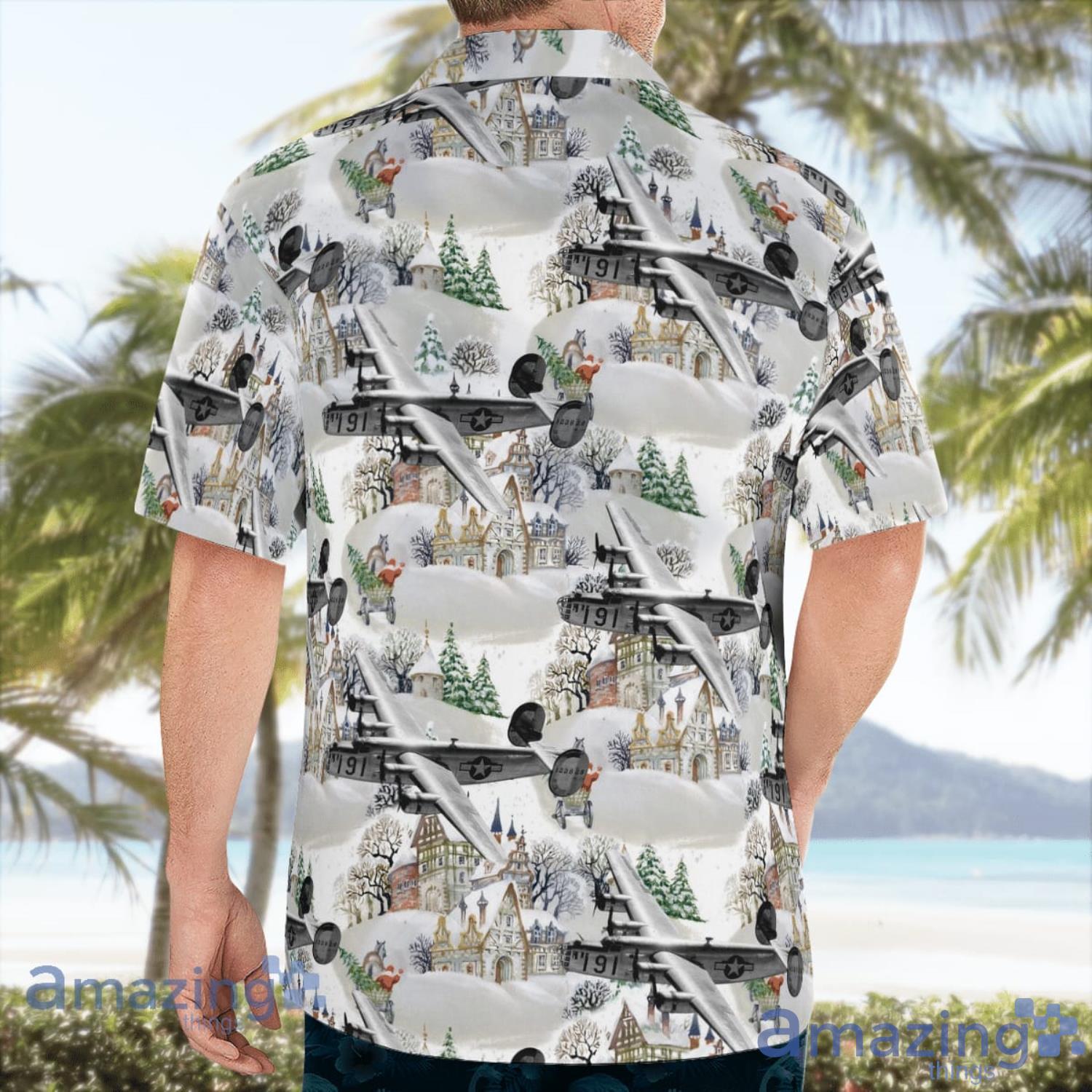 Consolidated B 24 Liberator Christmas Seamless Beach Summer Gift Hawaiian Shirt image Consolidated B-24 Liberator Christmas Seamless Beach Summer Gift Hawaiian Shirt Product Photo 4