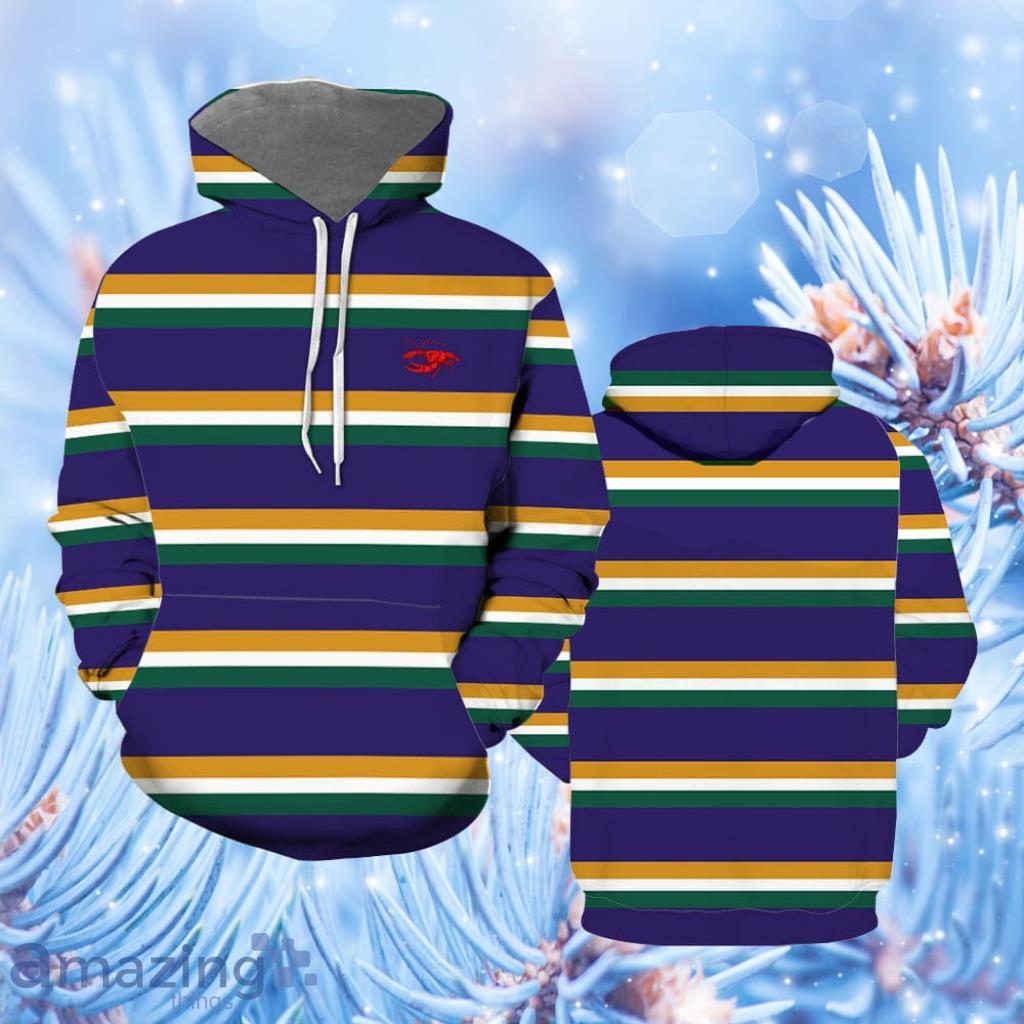 Crawfish Purple Ground Stripe Mardi Gras Rugby Hoodie 3D All Over Print - Crawfish Purple Ground Stripe Mardi Gras Rugby Hoodie All Over Print  For Men & Women  HP1381