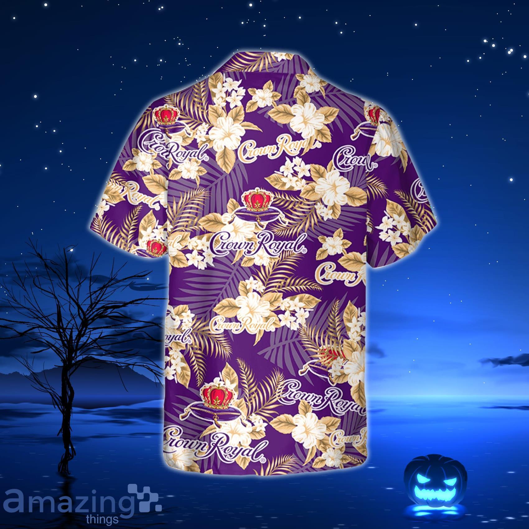 Crown Royal Whiskey Hawaiian Button Up Shirt Flowers Pattern