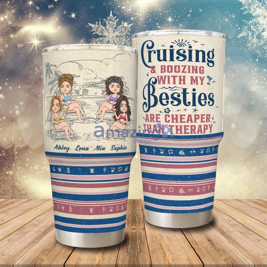 Cruising & Boozing With My Besties Personalized 30oz Tumbler - Cruising & Boozing With My Besties - Personalized 30oz Tumbler - Gift For Friends, Besties, Girl Crew, Soul Sisters, Cruising_6744