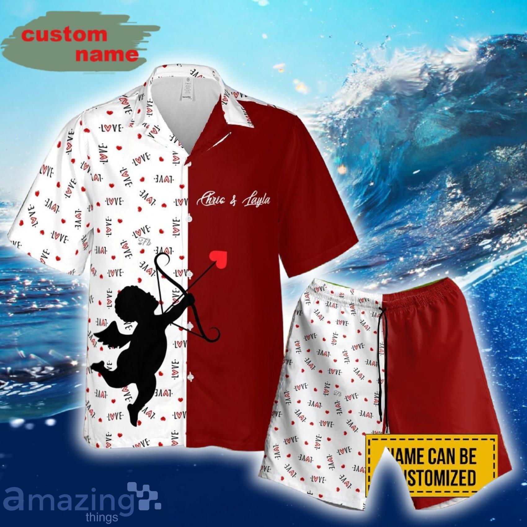 Cupid Angel Artwork Custom Name Hawaiian Shirt And Beach Short Product Photo 1