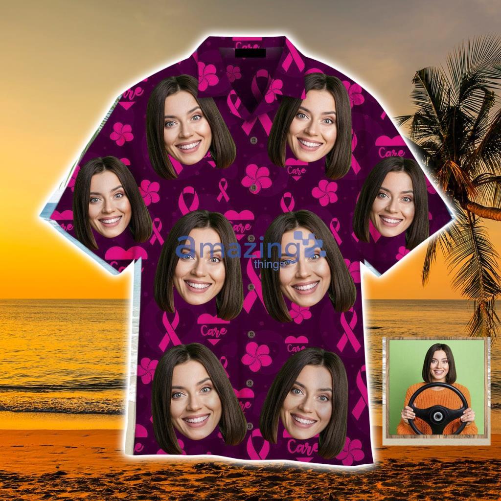 Custom Face On Breast Cancer Awareness Theme Personalized Hawaiian Shirt - Custom Face On Breast Cancer Awareness Theme Custom Hawaiian Shirt, Personalized Hawaiian Shirts, Custom Photo Hawaiian Shirt_5804