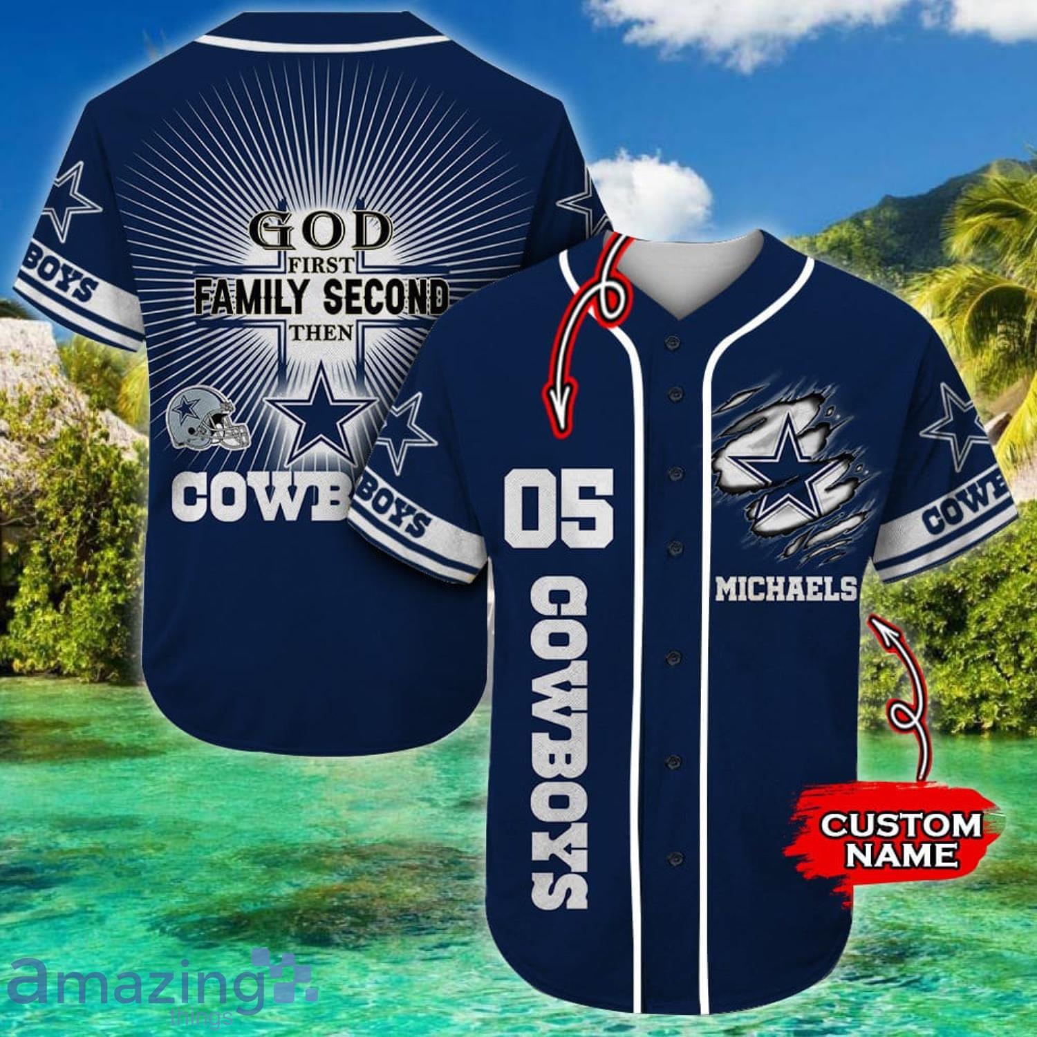 Custom Name And Number Dallas Cowboys God First Family Second All