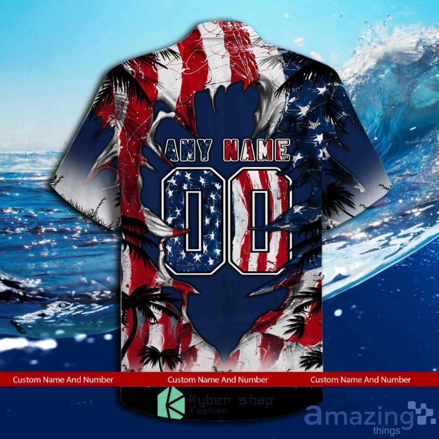 Custom Name And Number Dallas Cowboys Us Flag Demon Face Hawaiian Shirt image Custom Name And Number Dallas Cowboys Us Flag Demon Face Hawaiian Shirt Product Photo 3