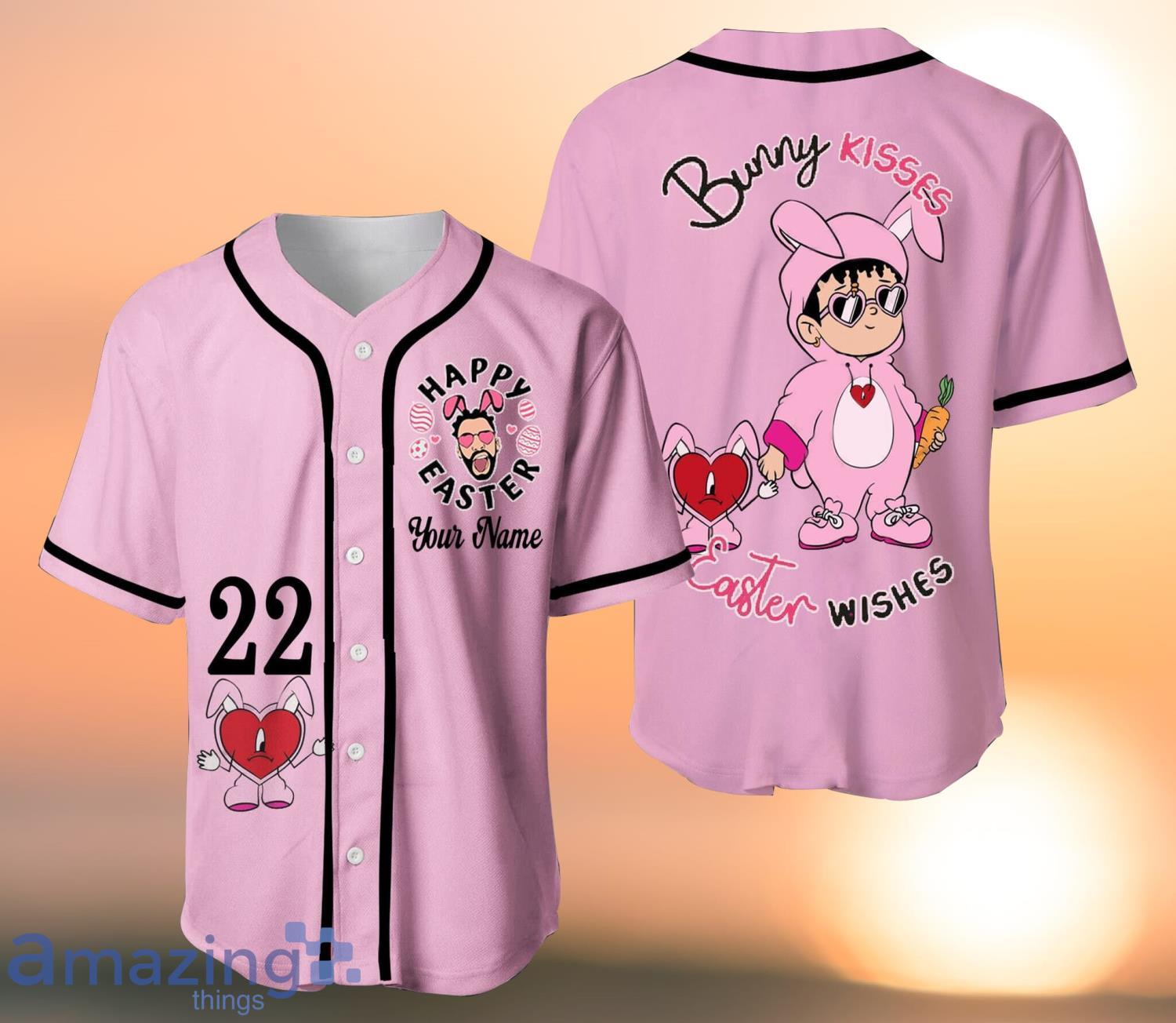 Custom Name And Number Easter Benito Sad Heart Bunny Baseball Jersey Shirt Product Photo 1