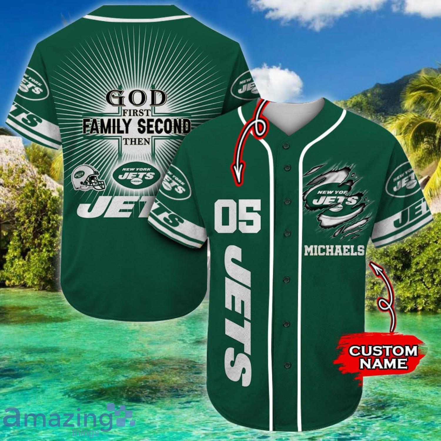 New York Jets NFL Personalized God First Family Second Baseball Jersey -  Growkoc