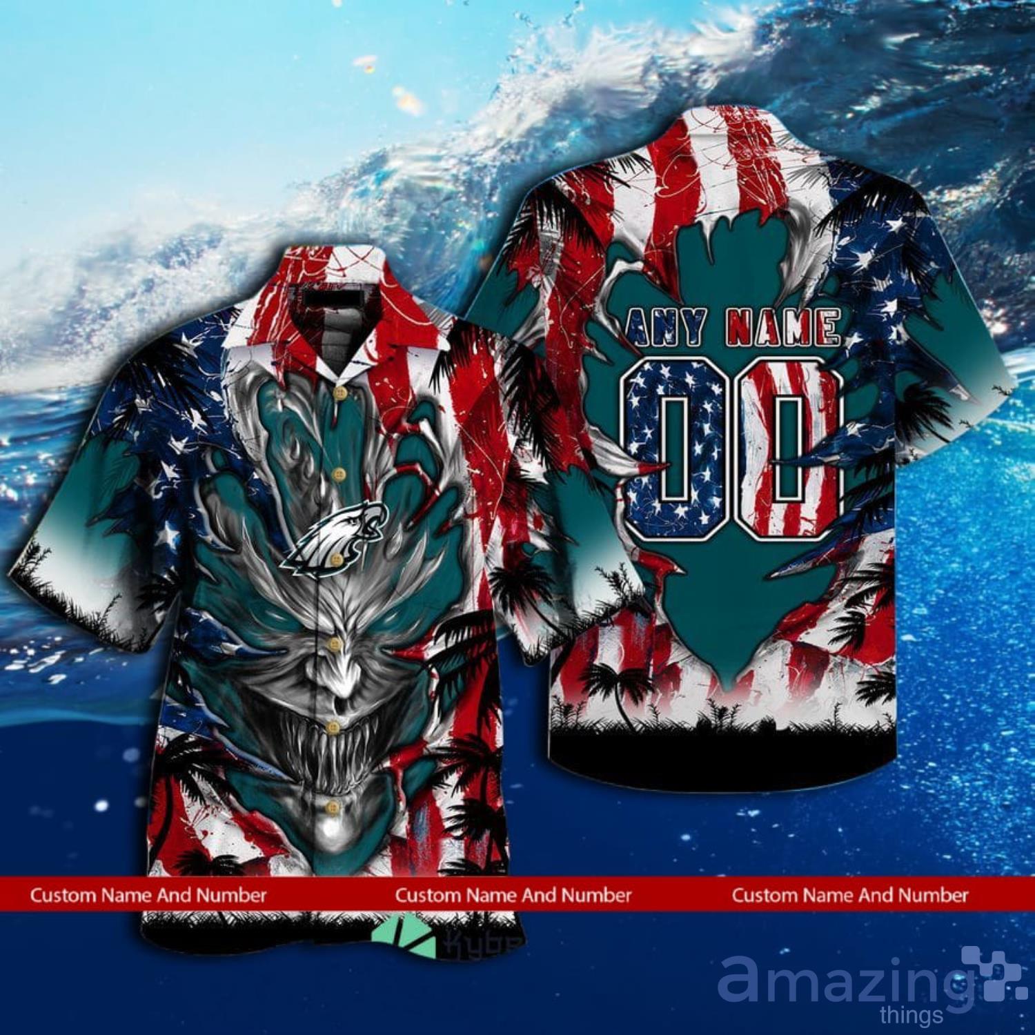 Philadelphia Eagles Hawaiian Shirt NFL Football Print Custom Name