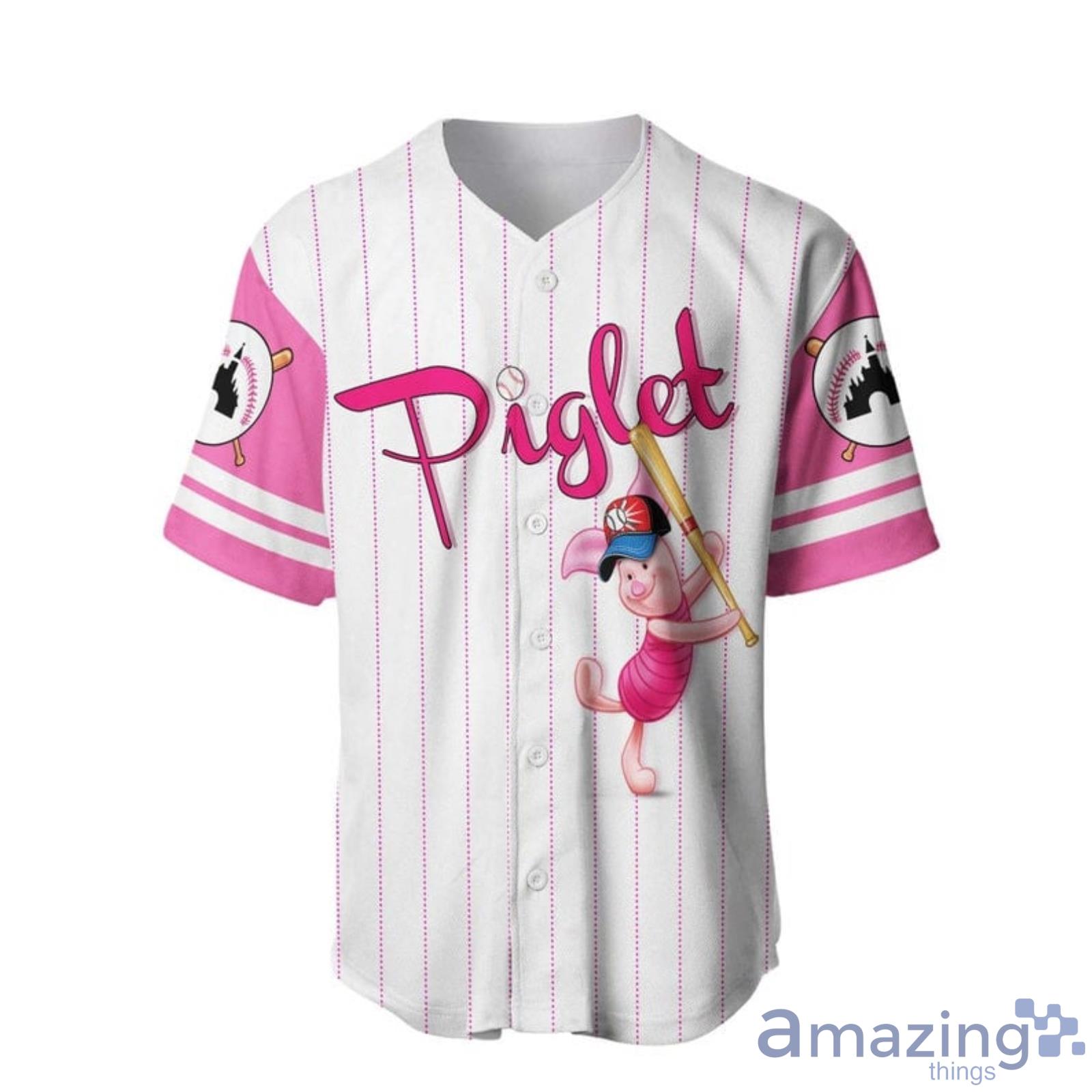 Custom Name And Number Piglet Pig Winnie The Pooh All Over Print Pinstripe White Baseball Jersey Shirt image Custom Name And Number Piglet Pig Winnie The Pooh All Over Print Pinstripe White Baseball Jersey Shirt Product Photo 3