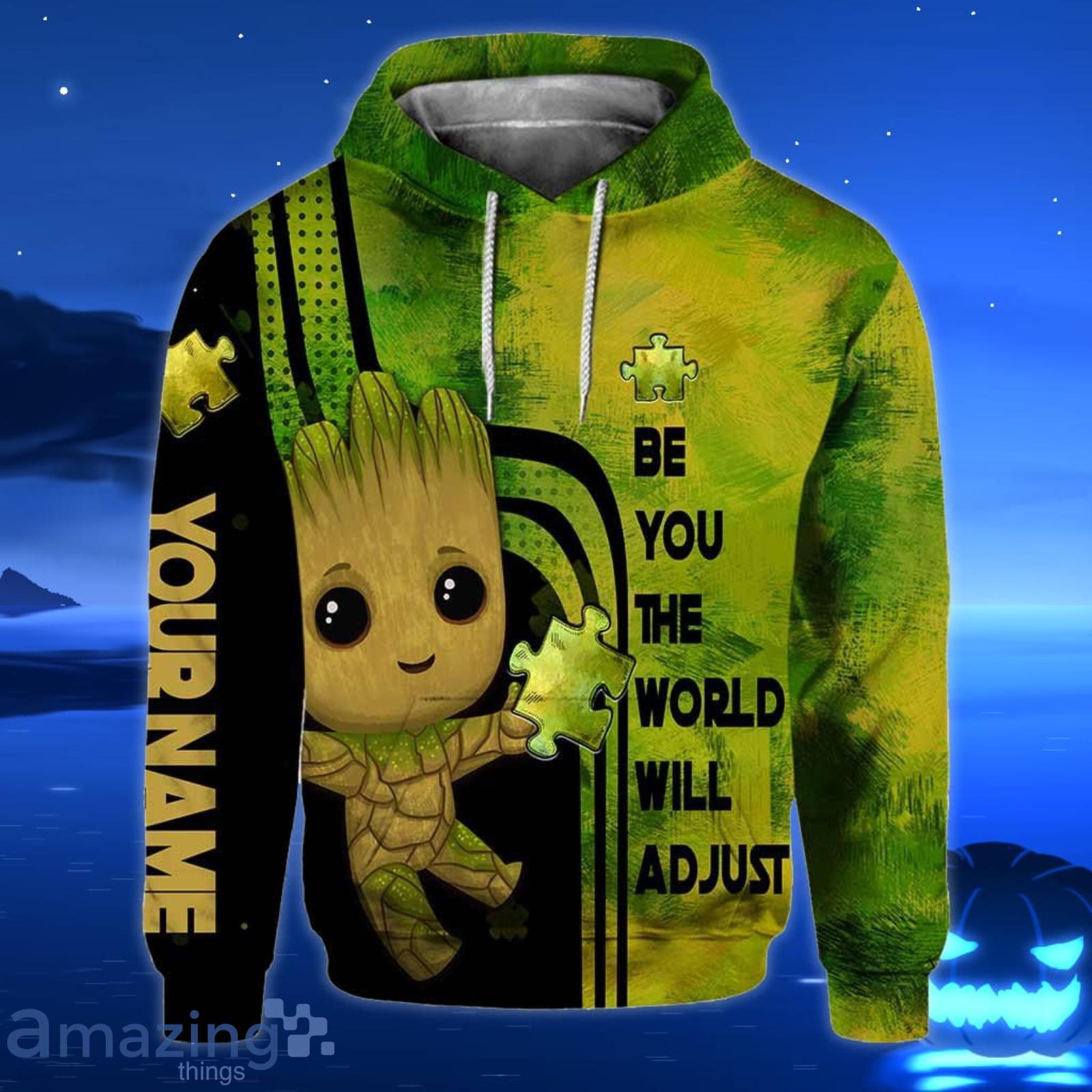 Custom Name Autism Groot Be You The World Will Adjust Hoodie And Leggings Product Photo 1