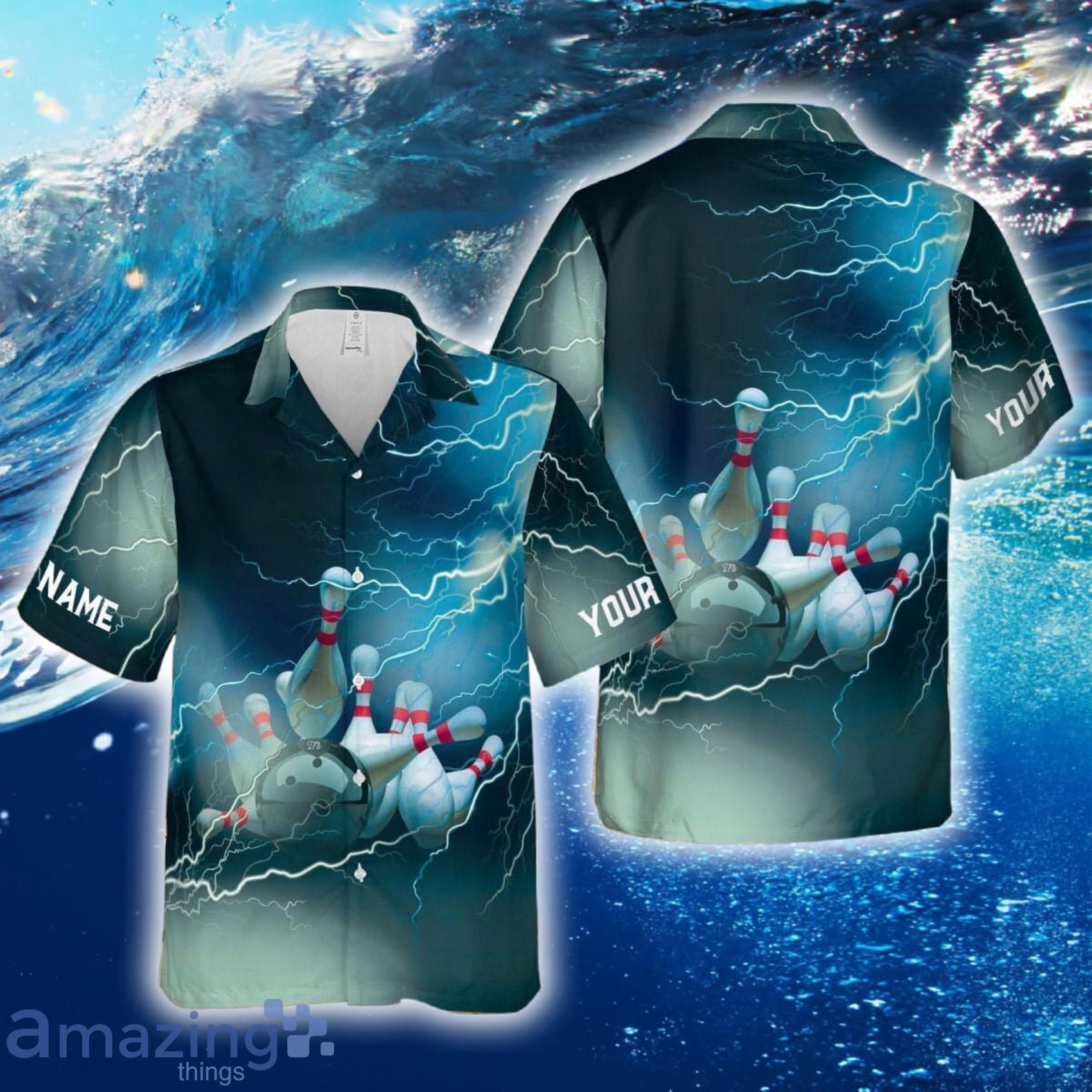 Custom Name Bowling Ball Short Sleeve Hawaiian Shirt And Beach Short Product Photo 1