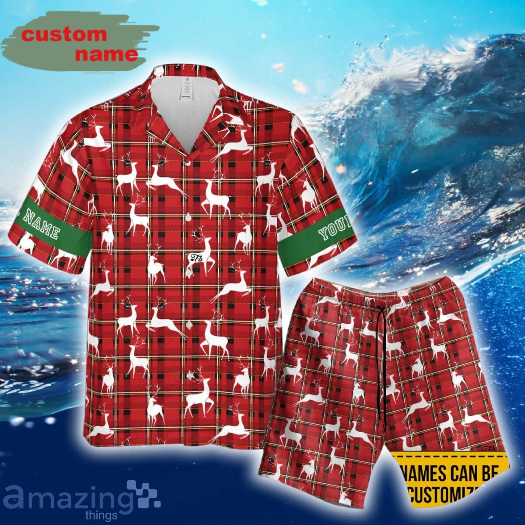 Custom Name Deer Vector Pattern Hawaii Shirt And Short Product Photo 1