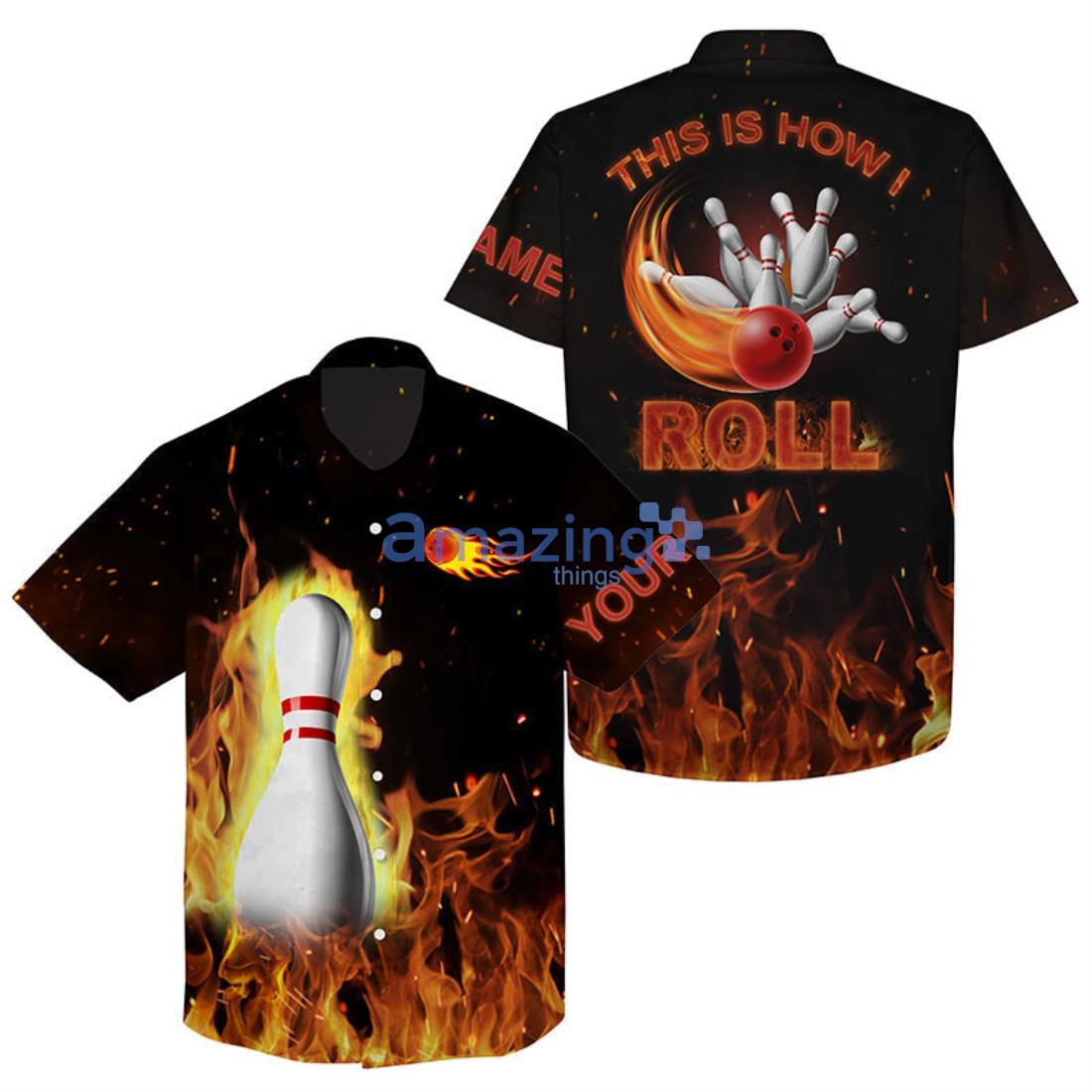 Custom Name Flame Bowling Hawaiian Shirt Product Photo 1