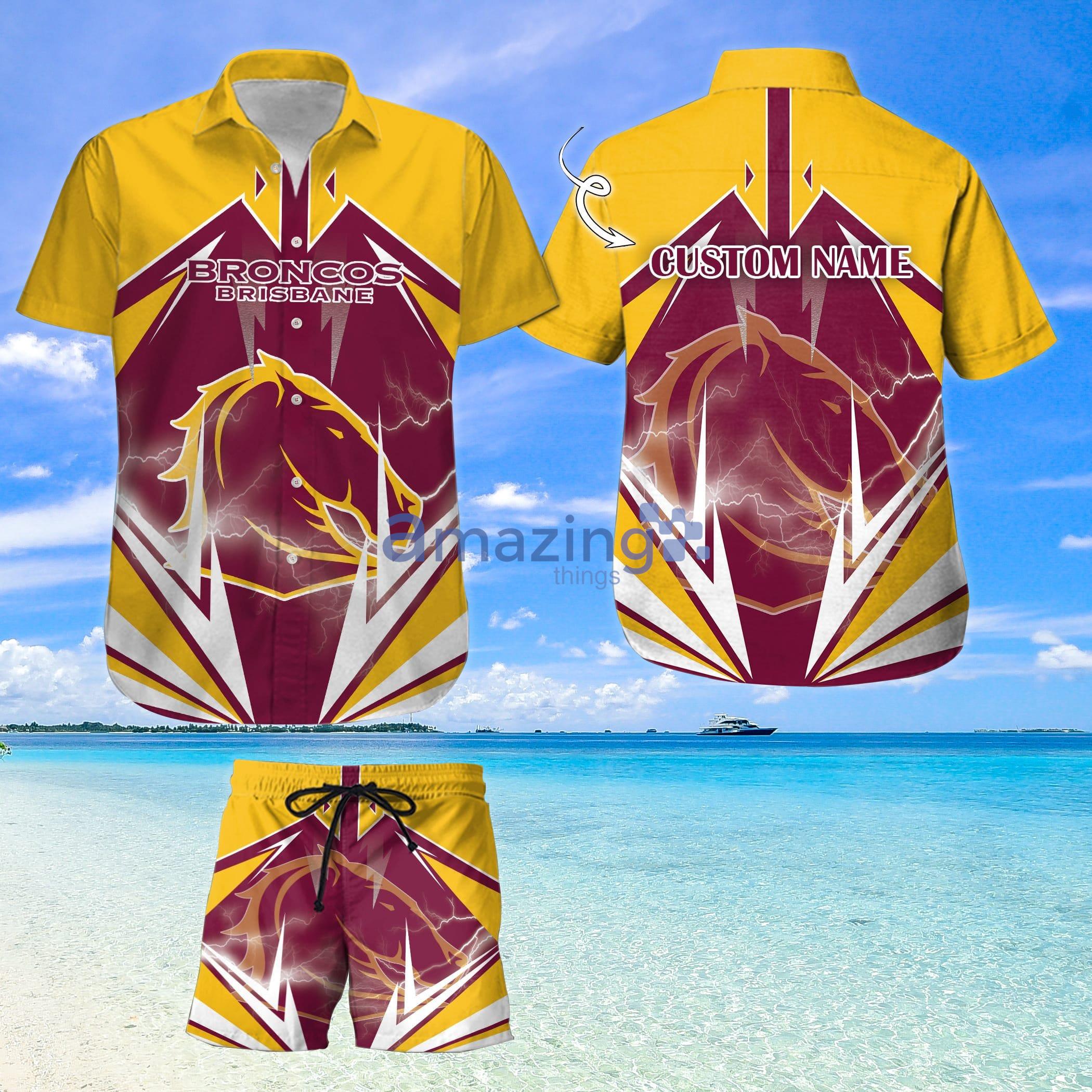 Custom Name For Fans Brisbane BroncosNrl Hawaiian Shirt And Shorts Product Photo 1