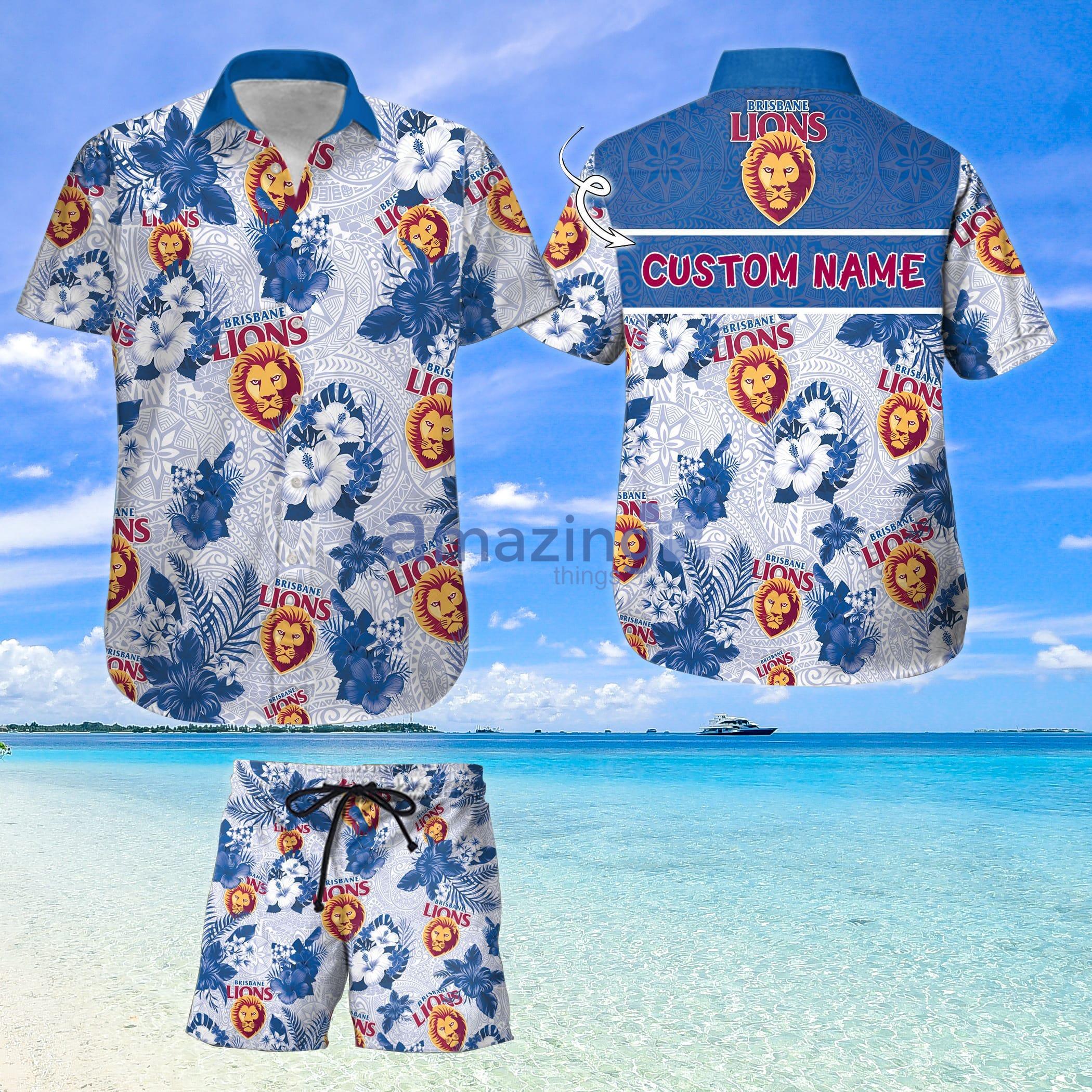 Custom Name For Fans Brisbane Lions Afl Hawaiian Shirt And Shorts Product Photo 1