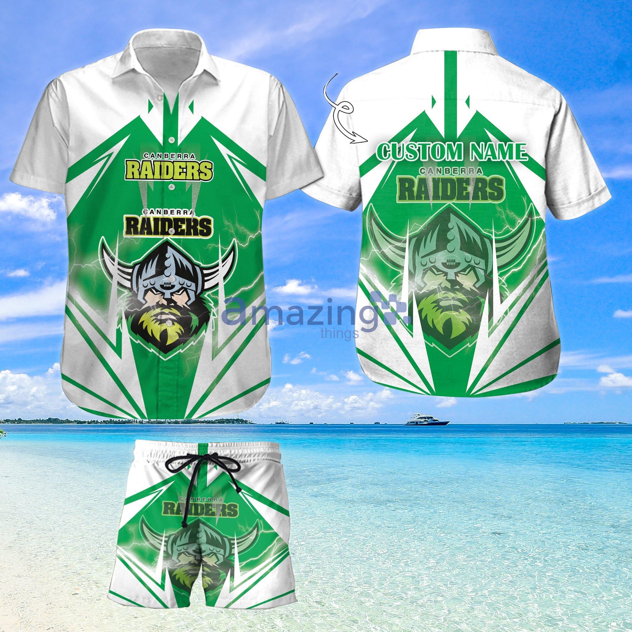 Custom Name For Fans Canberra RaidersNrl Hawaiian Shirt And Shorts Product Photo 1
