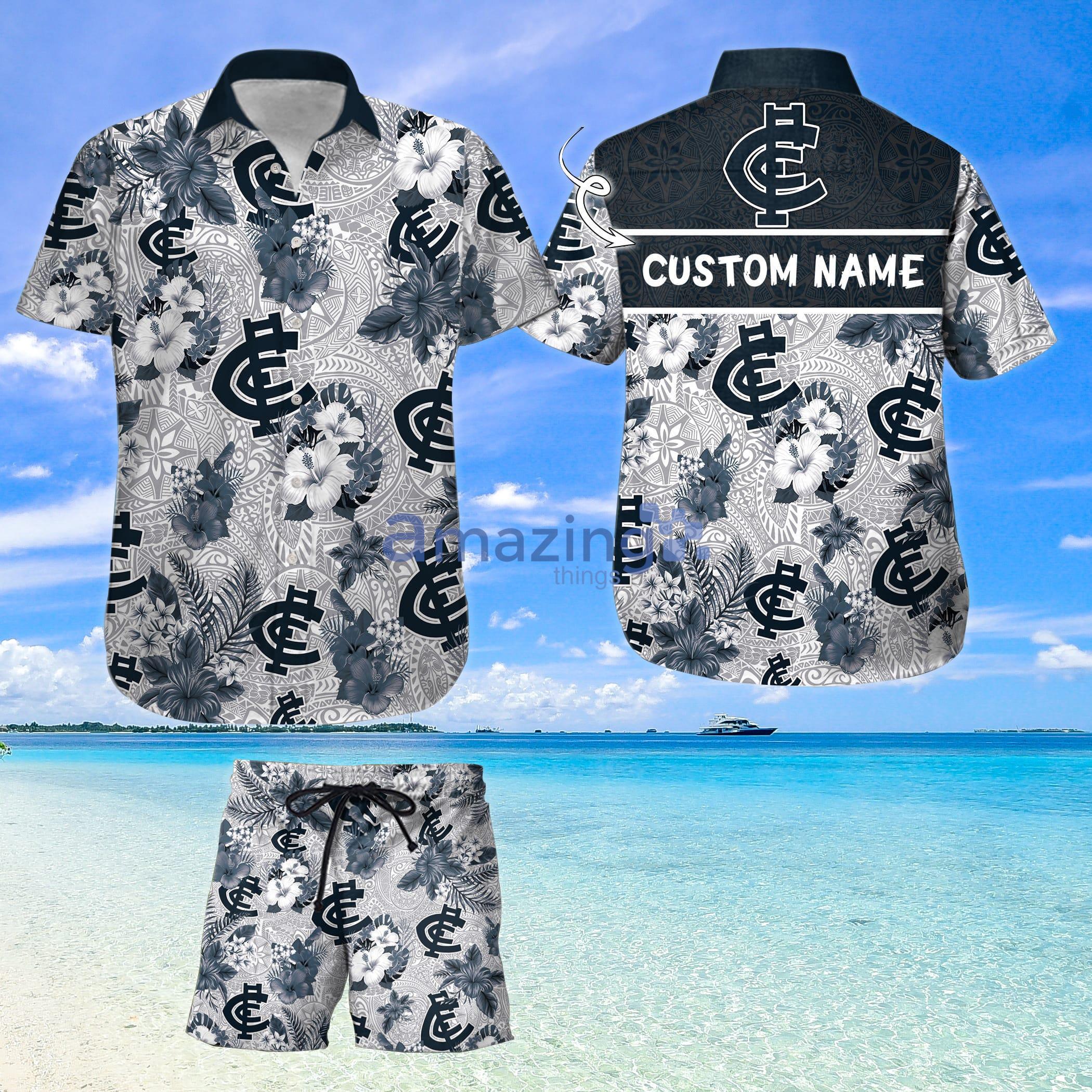 Custom Name For Fans Carlton Afl Hawaiian Shirt And Shorts Product Photo 1