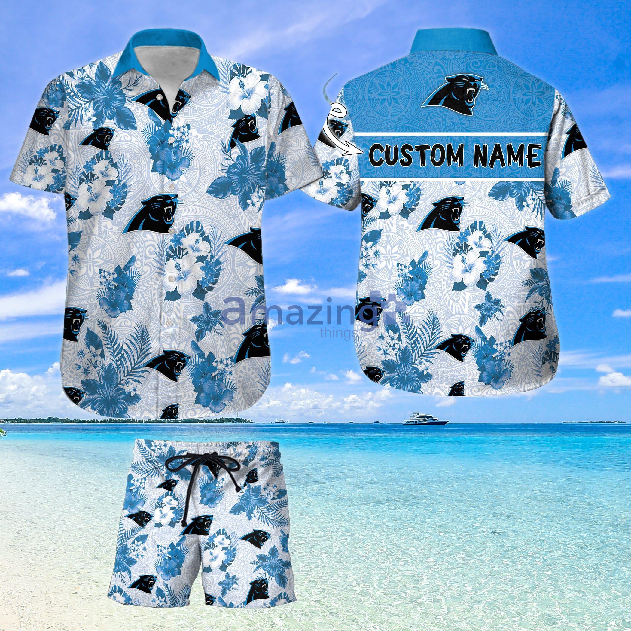 Custom Name For Fans Carolina Panthers Hawaiian Shirt And Shorts Nfl Hawaii Product Photo 1