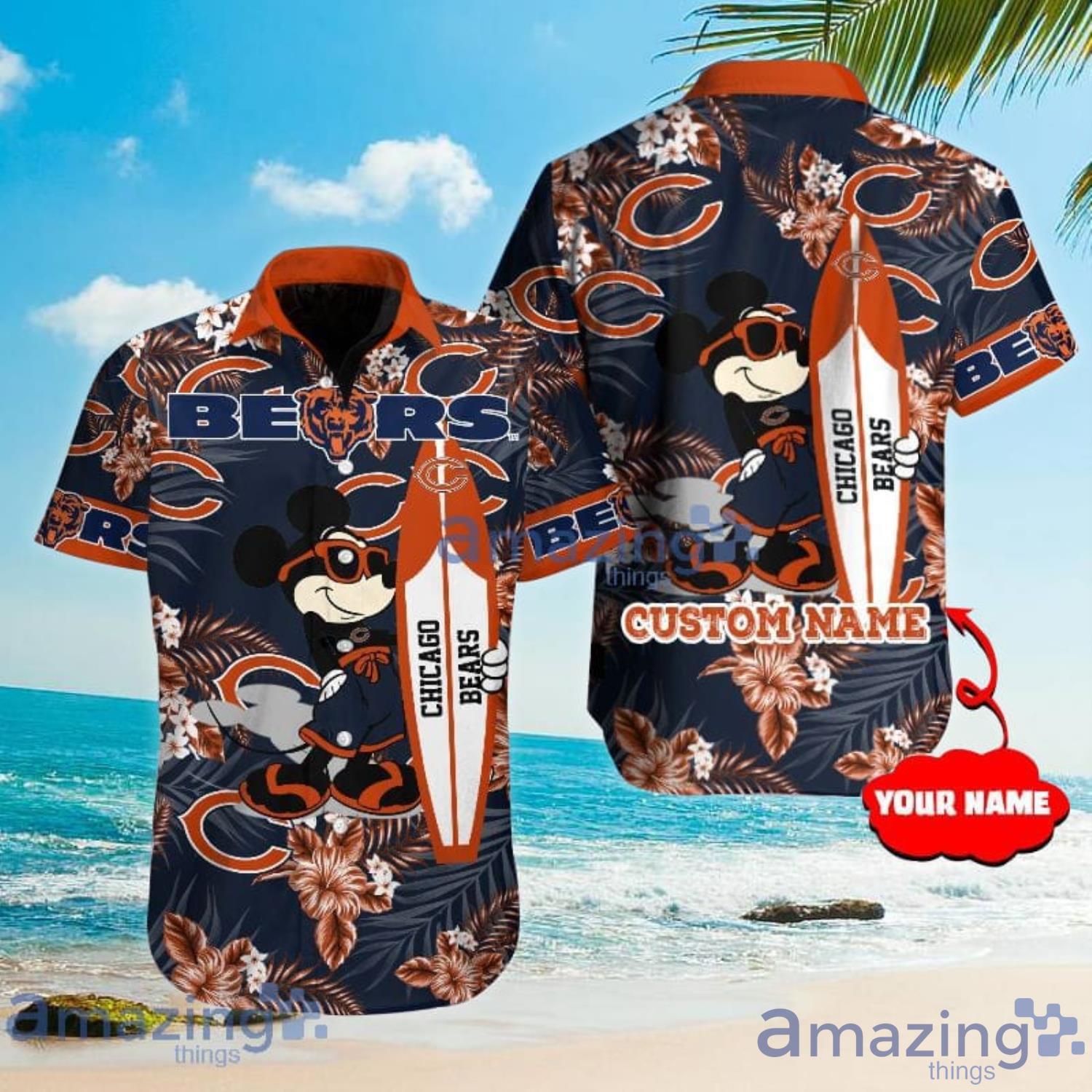 Chicago Bears Mickey Lover Custom Name For Fans Hawaiian Shirt And Shorts -  Freedomdesign