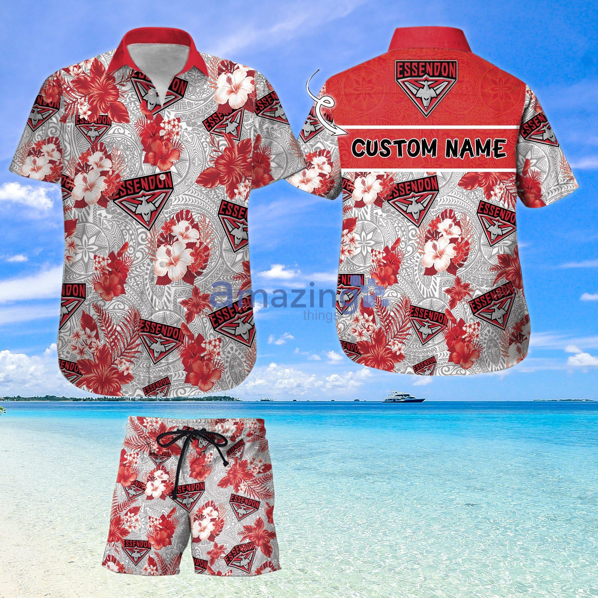 Custom Name For Fans Essendon Afl Hawaiian Shirt And Shorts Product Photo 1