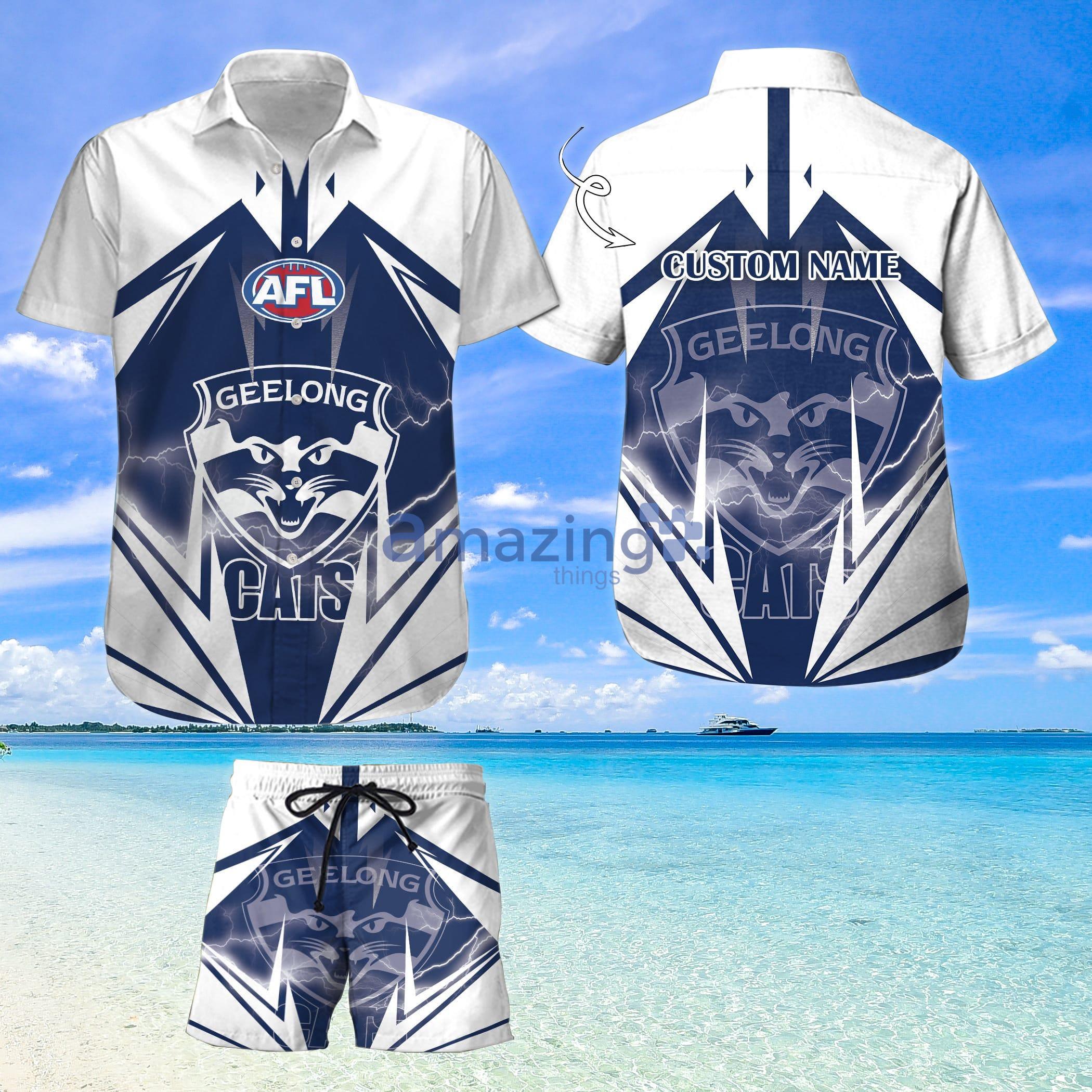 Custom Name For Fans Geelong Football Club Hawaiian Shirt And Shorts Product Photo 1