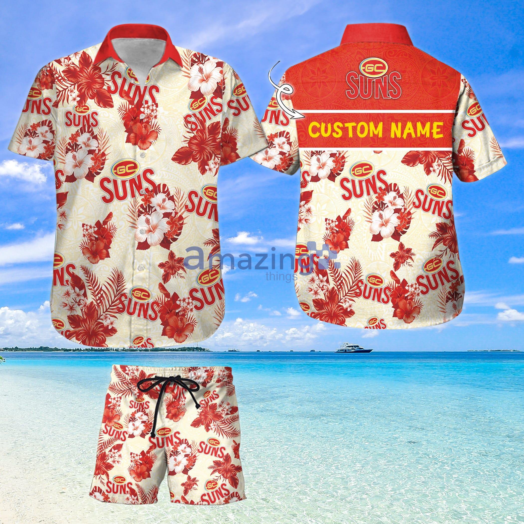 Custom Name For Fans Gold Coast Afl Hawaiian Shirt And Shorts Product Photo 1