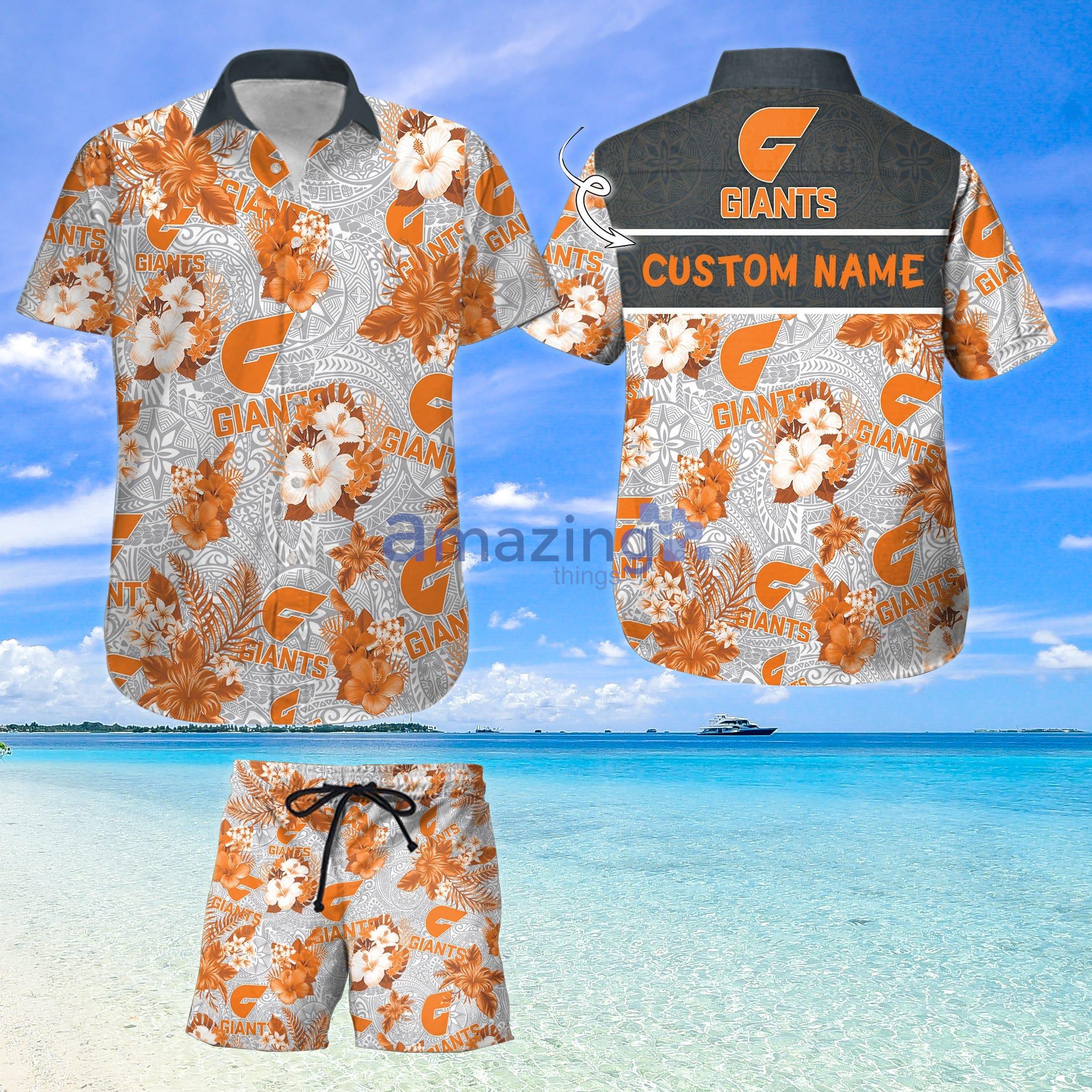 Custom Name For Fans Greater Western Sydney Giants Afl Hawaiian Shirt And Shorts Product Photo 1