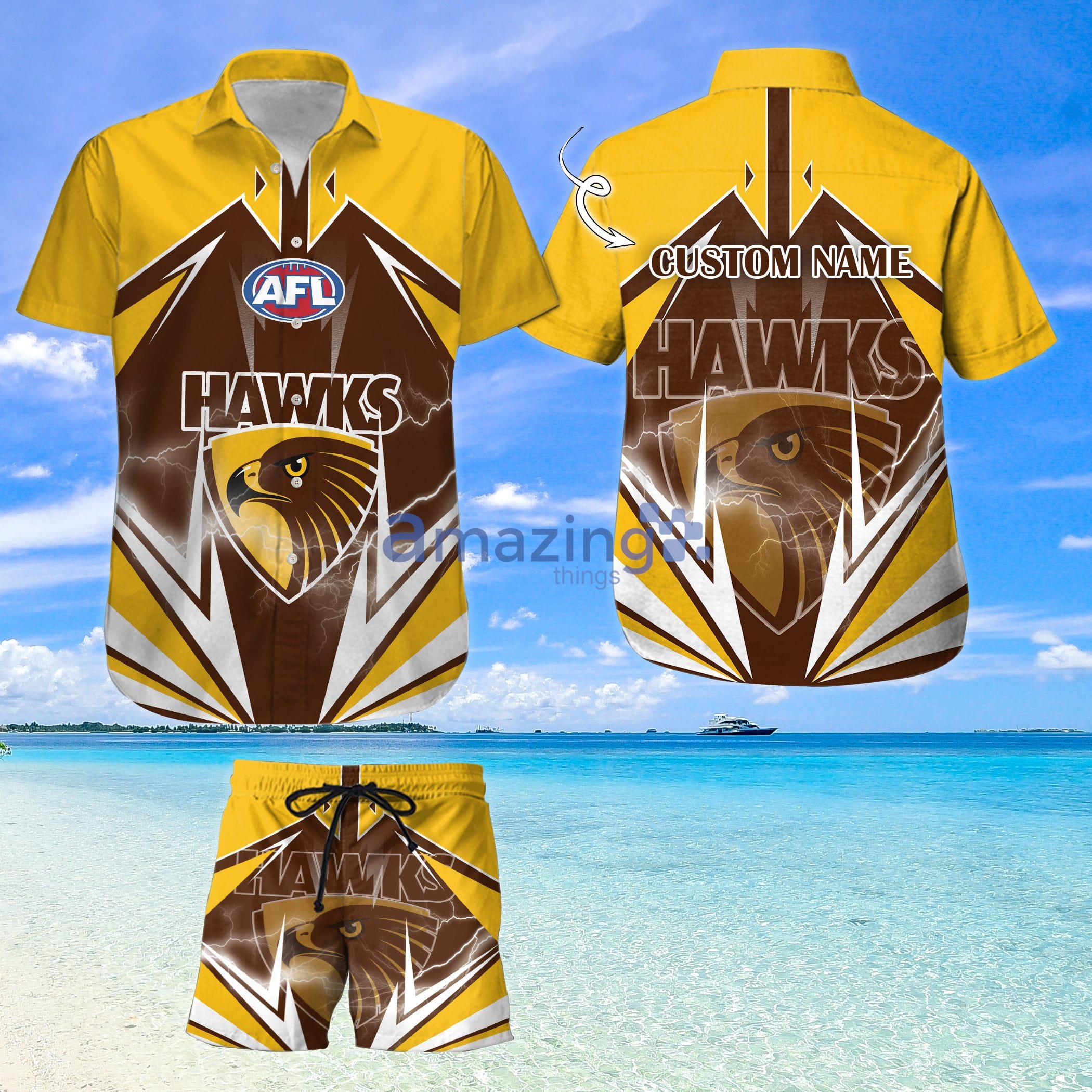 Custom Name For Fans Hawthorn Football Club Hawaiian Shirt And Shorts Product Photo 1