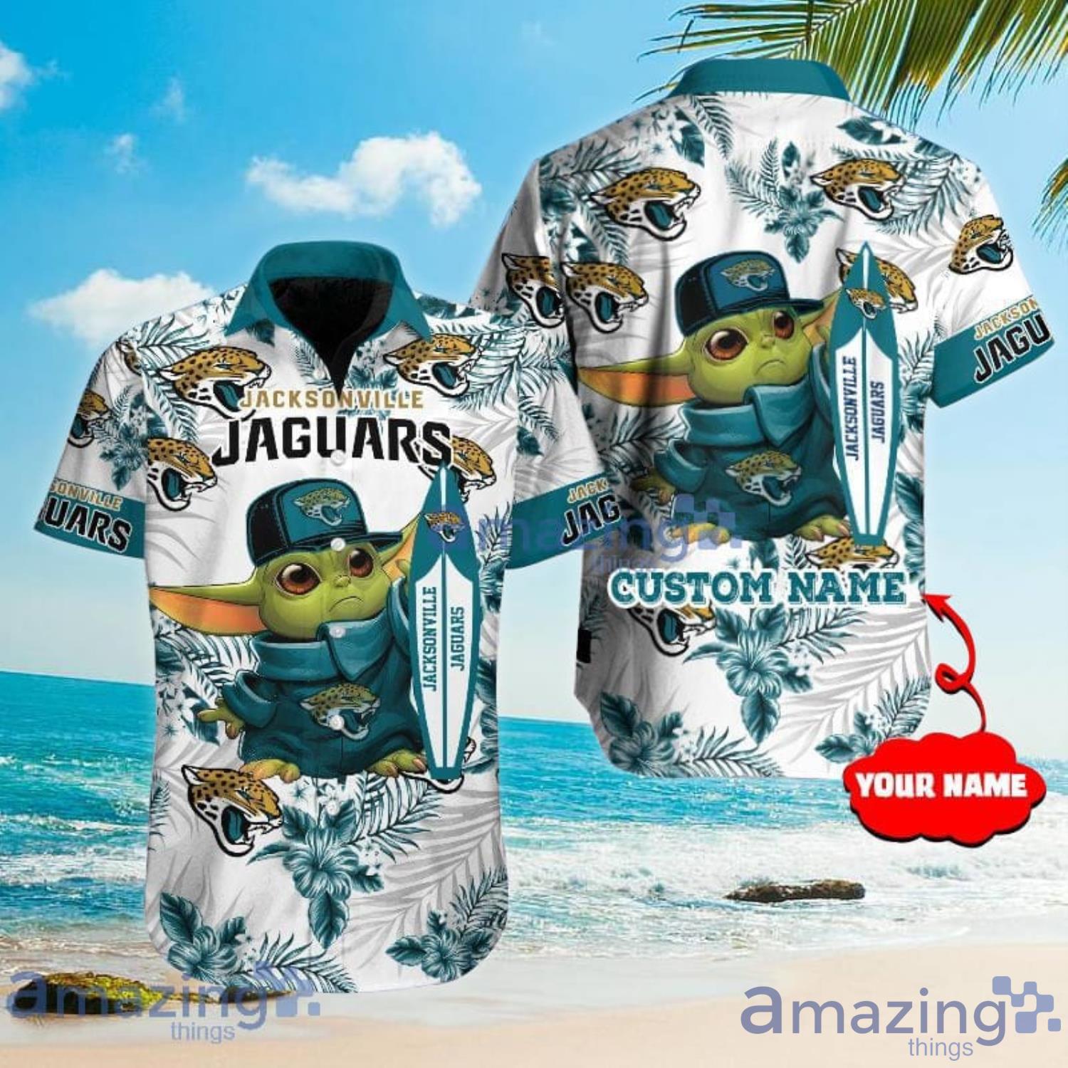 Custom Name For Fans Jacksonville Jaguars NFL Baby Yoda Lover Tropical  Hawaiian Shirt