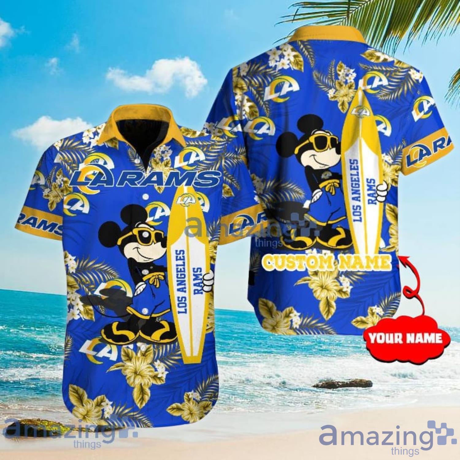 Los Angeles Rams NFL Mickey Mouse Custom Name Hawaiian Shirt