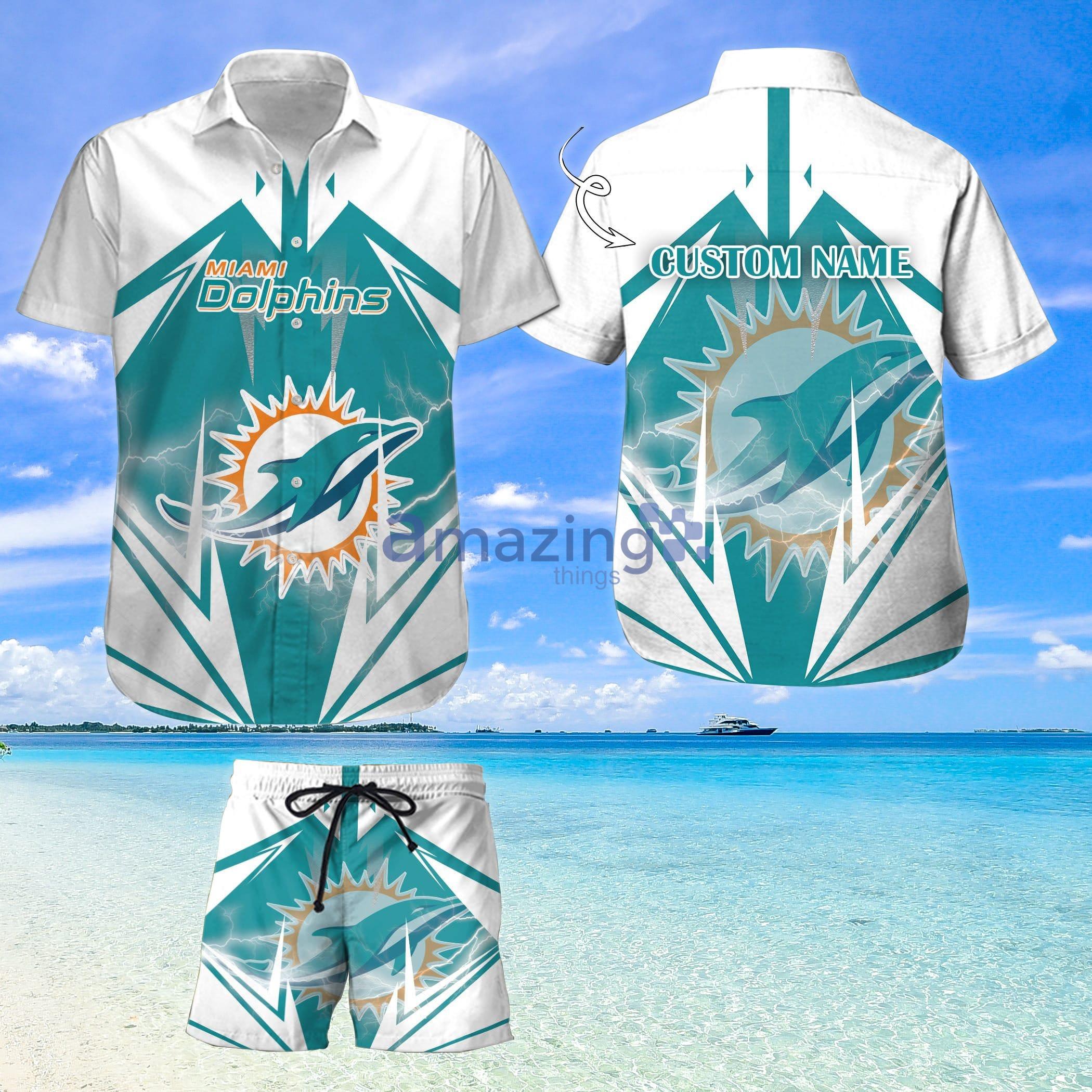 Custom Name For Fans Miami Dolphins Nfl Hawaiian Shirt And Shorts Product Photo 1