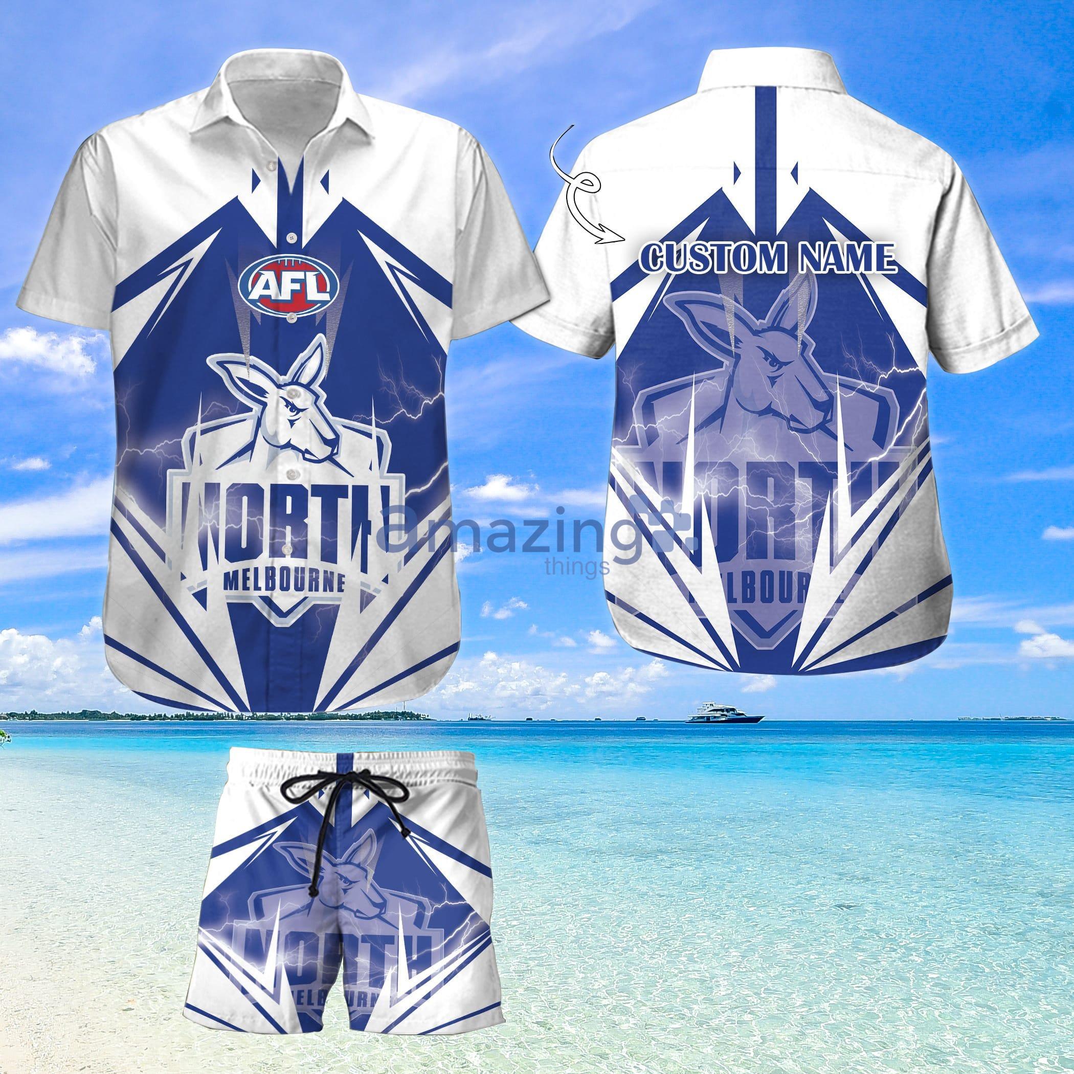 Custom Name For Fans North Melbourne Football Club Hawaiian Shirt And Shorts Product Photo 1
