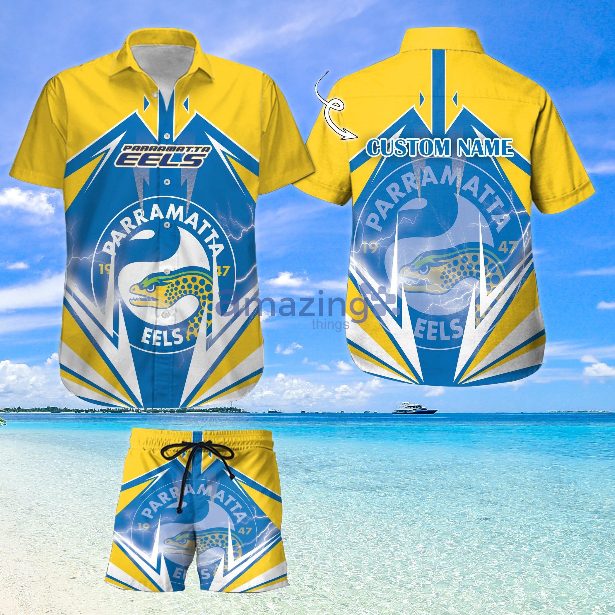 Custom Name For Fans Parramatta EelsNrl Hawaiian Shirt And Shorts Product Photo 1